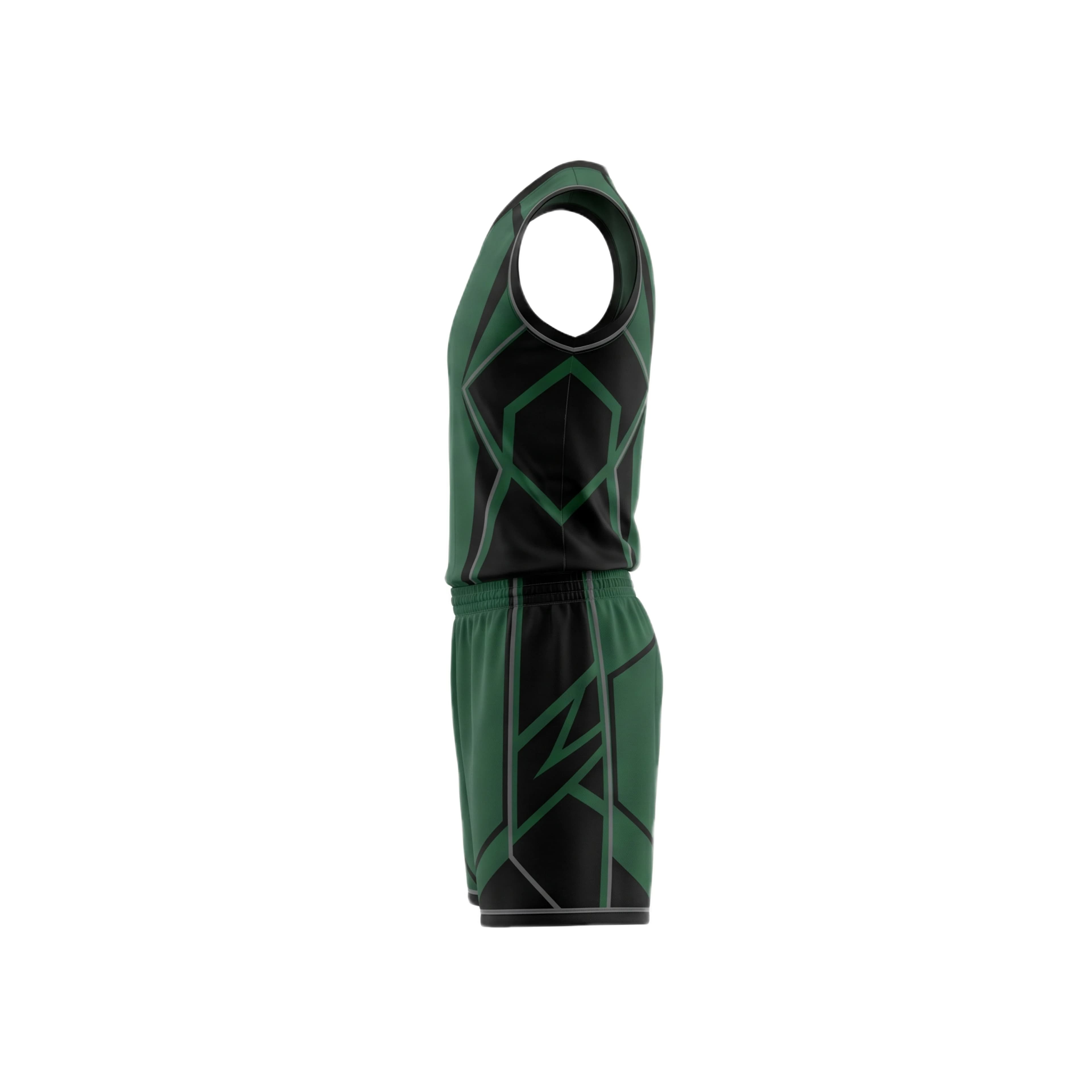 Emerald Green & Black Geometric Volleyball Uniform Set