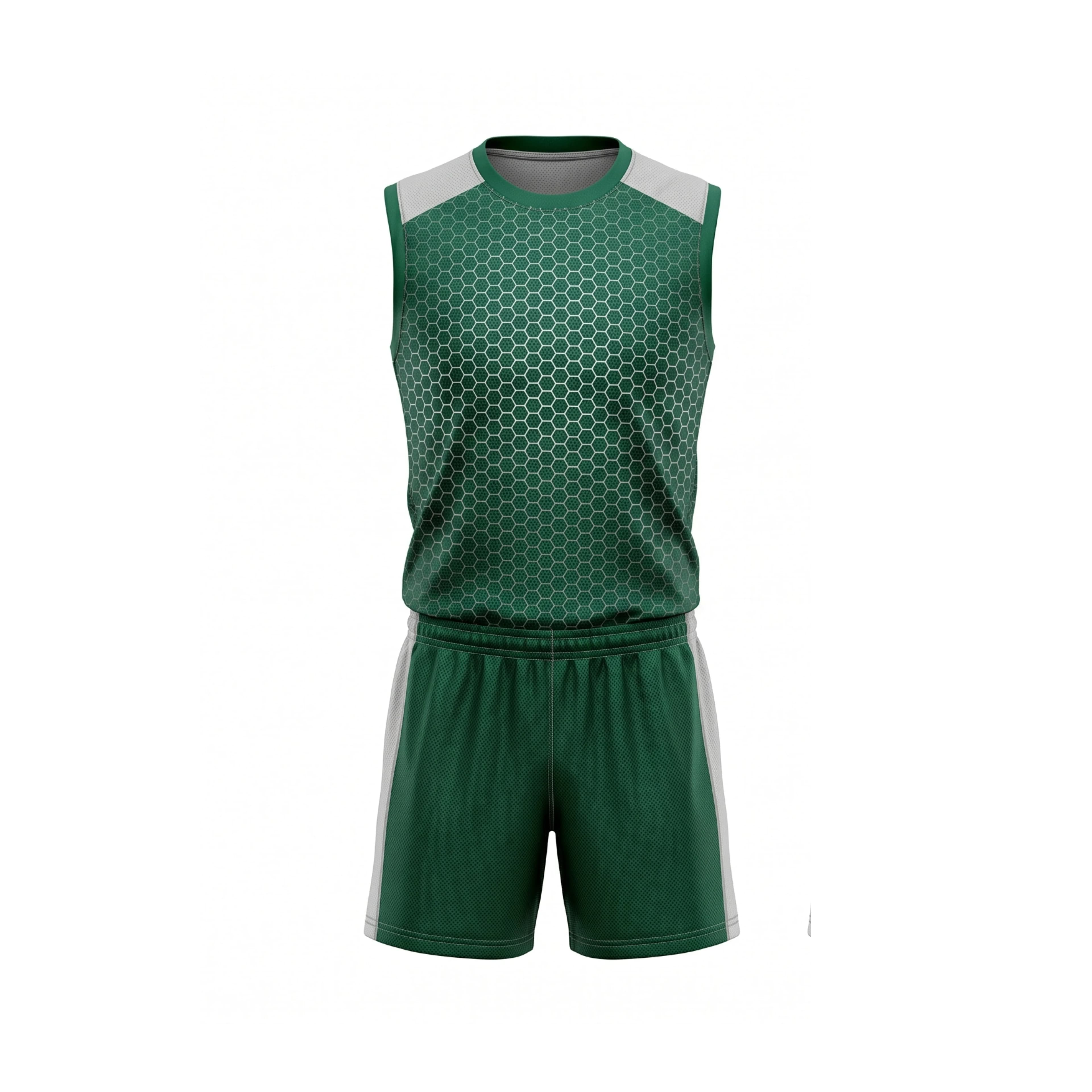 Emerald Green Honeycomb Volleyball Jersey & Matching Shorts