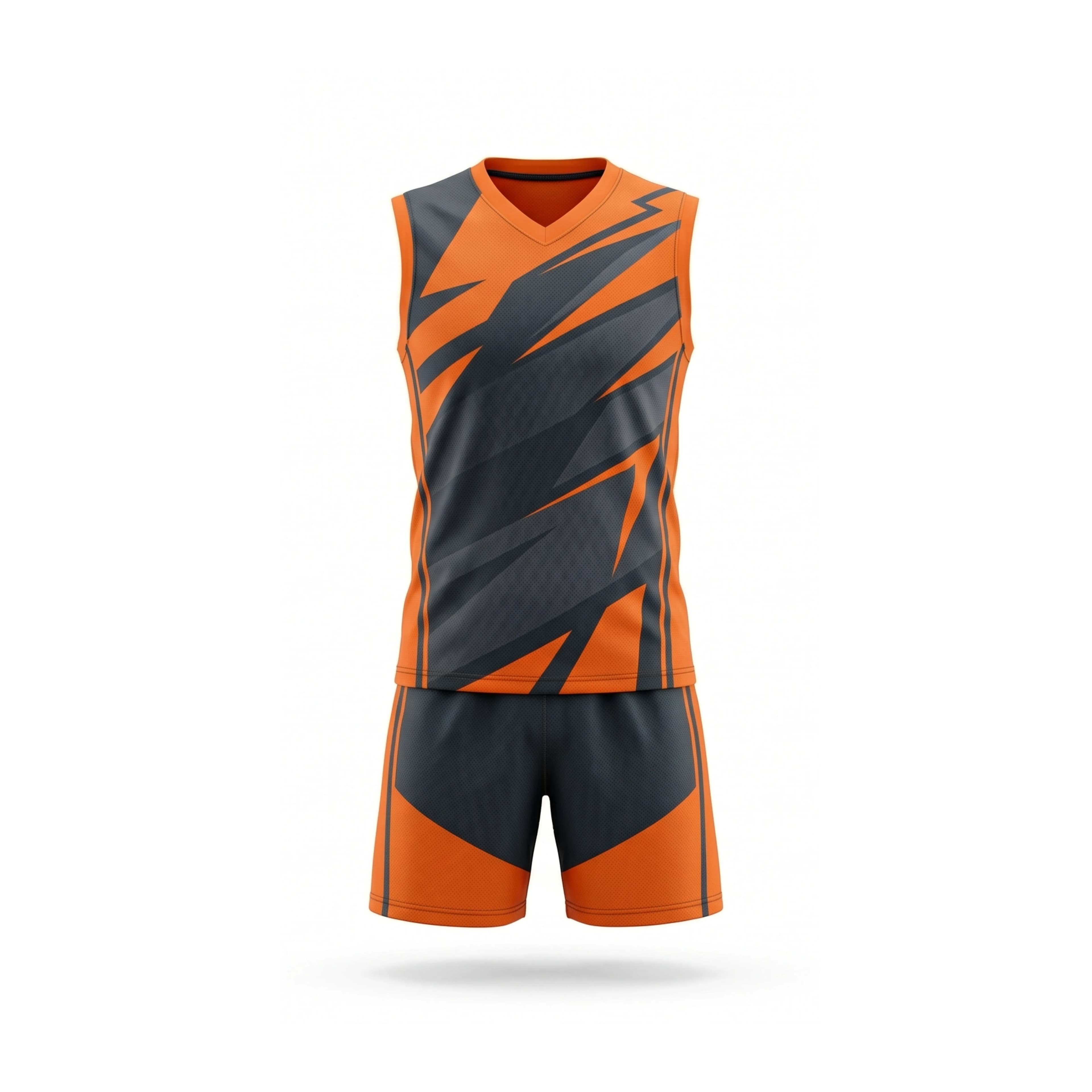 Orange & Dark Grey Volleyball Uniform with Abstract Pattern