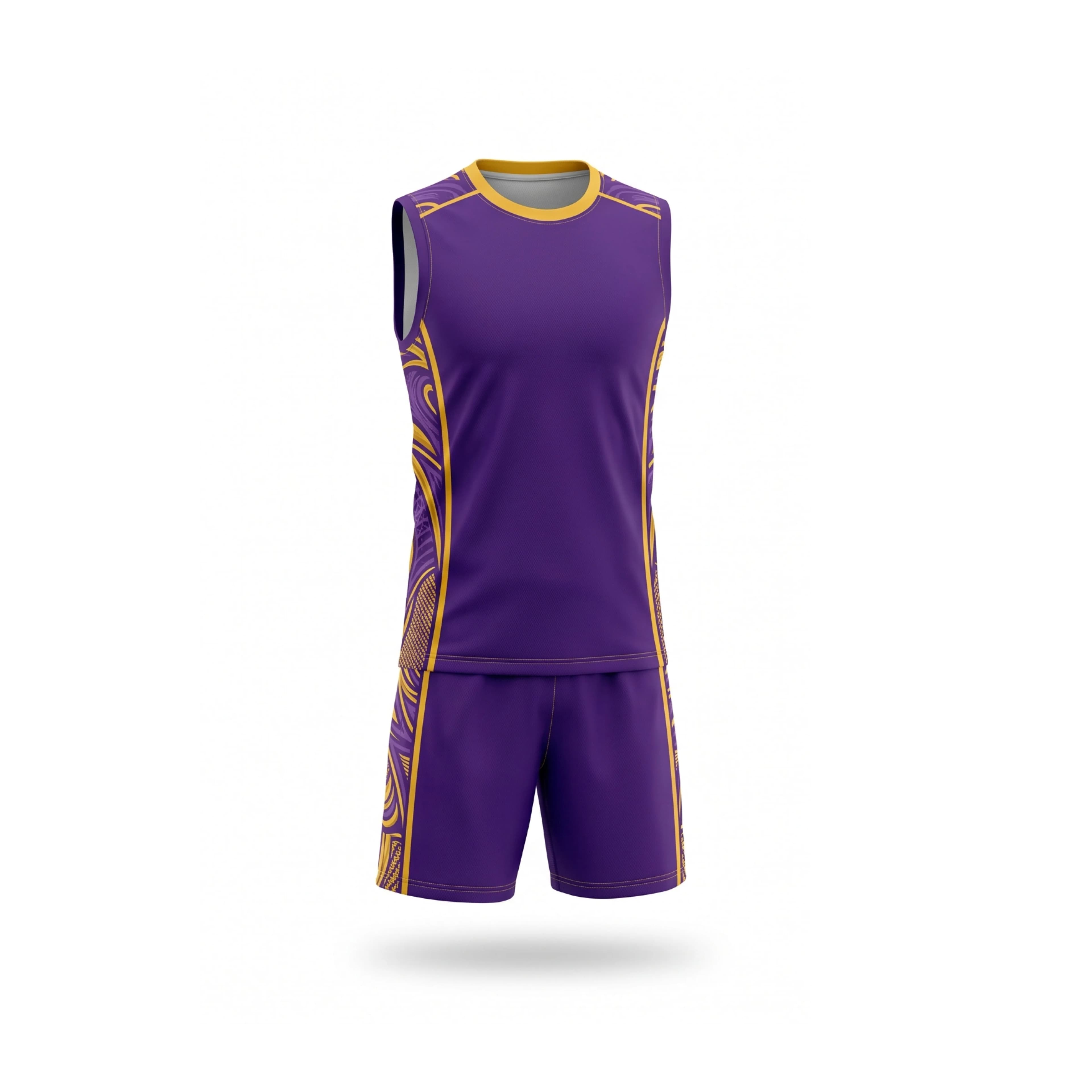 Purple & Yellow Volleyball Uniform Set with Unique Side Design