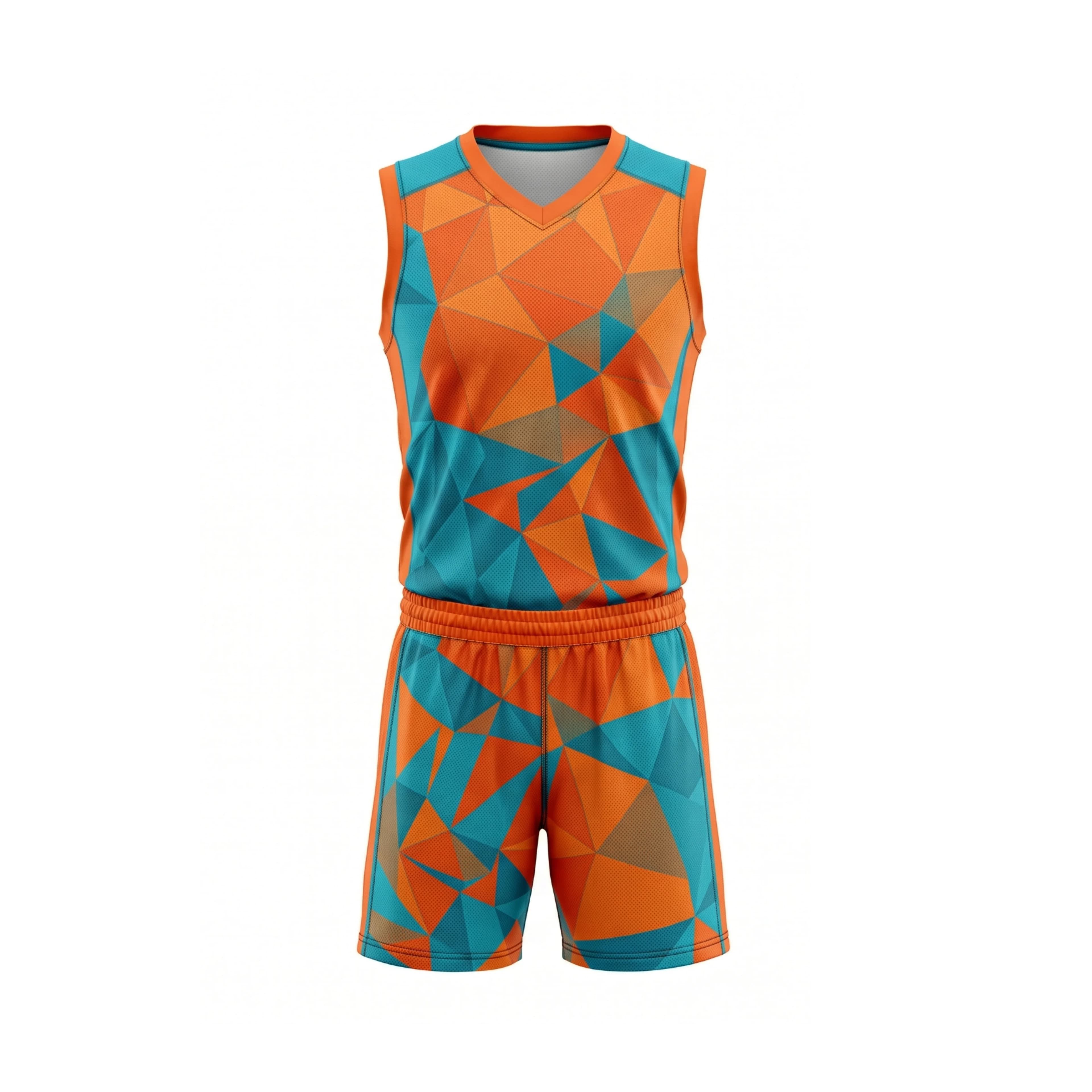 Orange & Teal Geometric Volleyball Uniform Set
