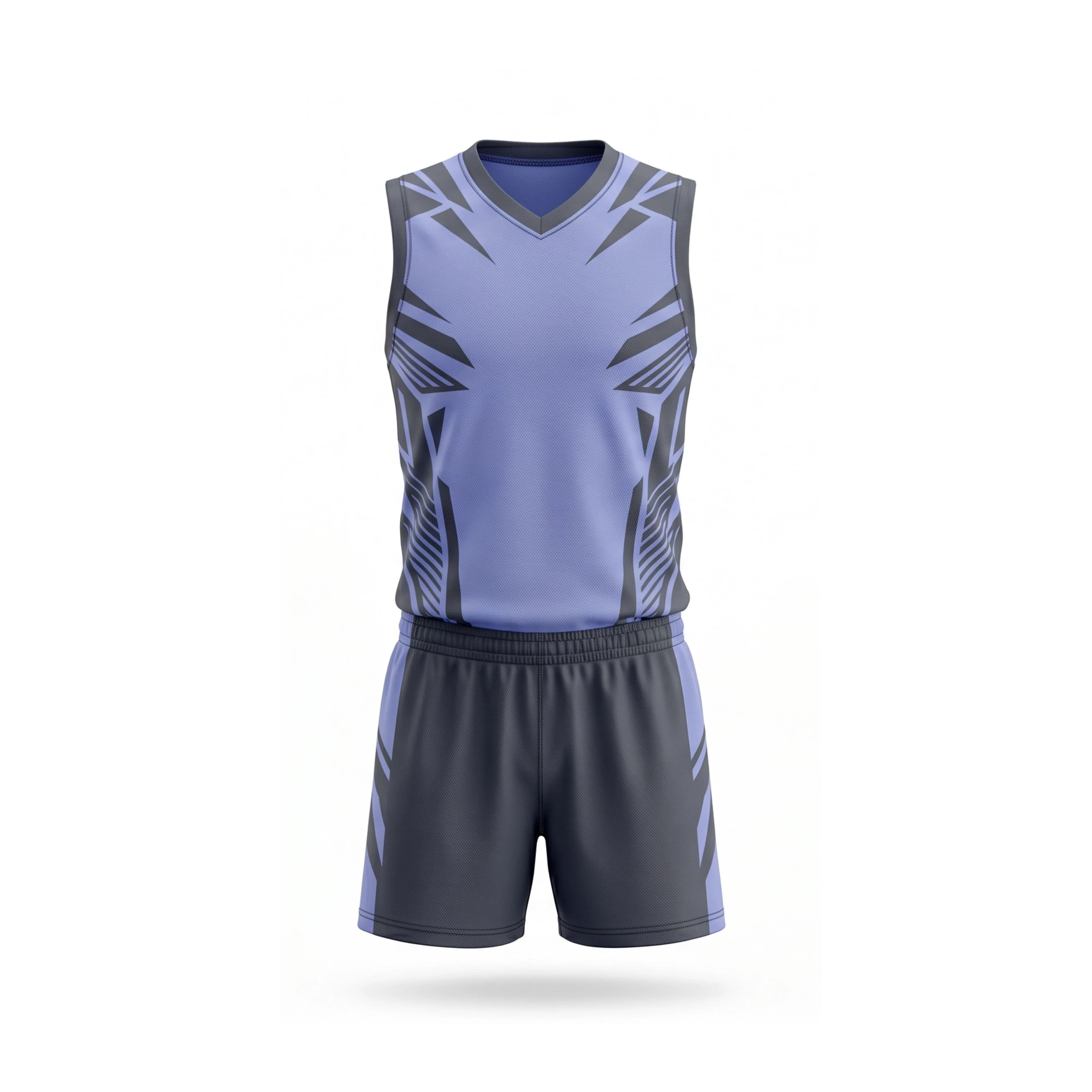 Periwinkle & Grey Volleyball Uniform with Geometric Pattern