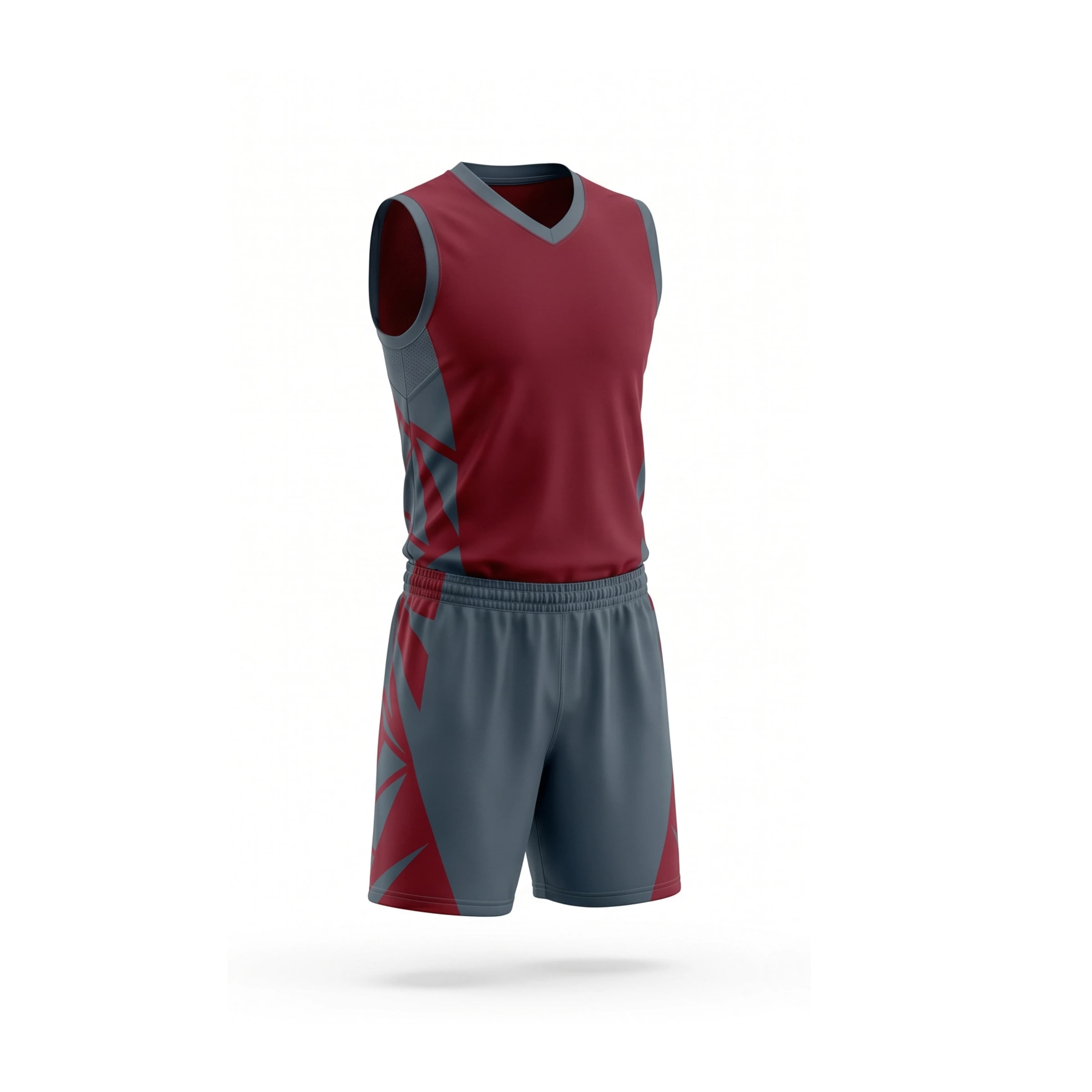Maroon and Grey Volleyball Uniform with Side Panels