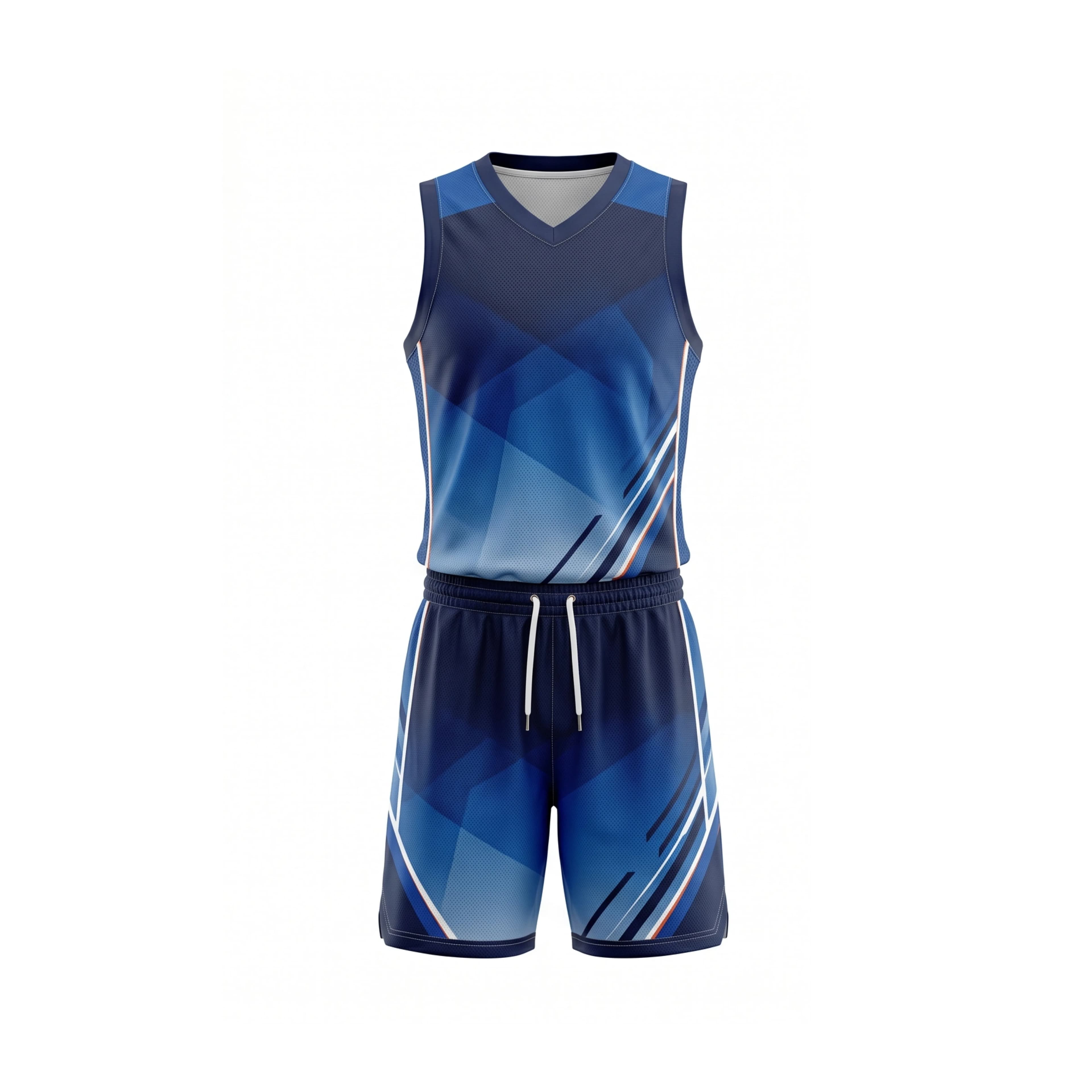 Dynamic Blue Geometric Basketball Jersey & Shorts Set
