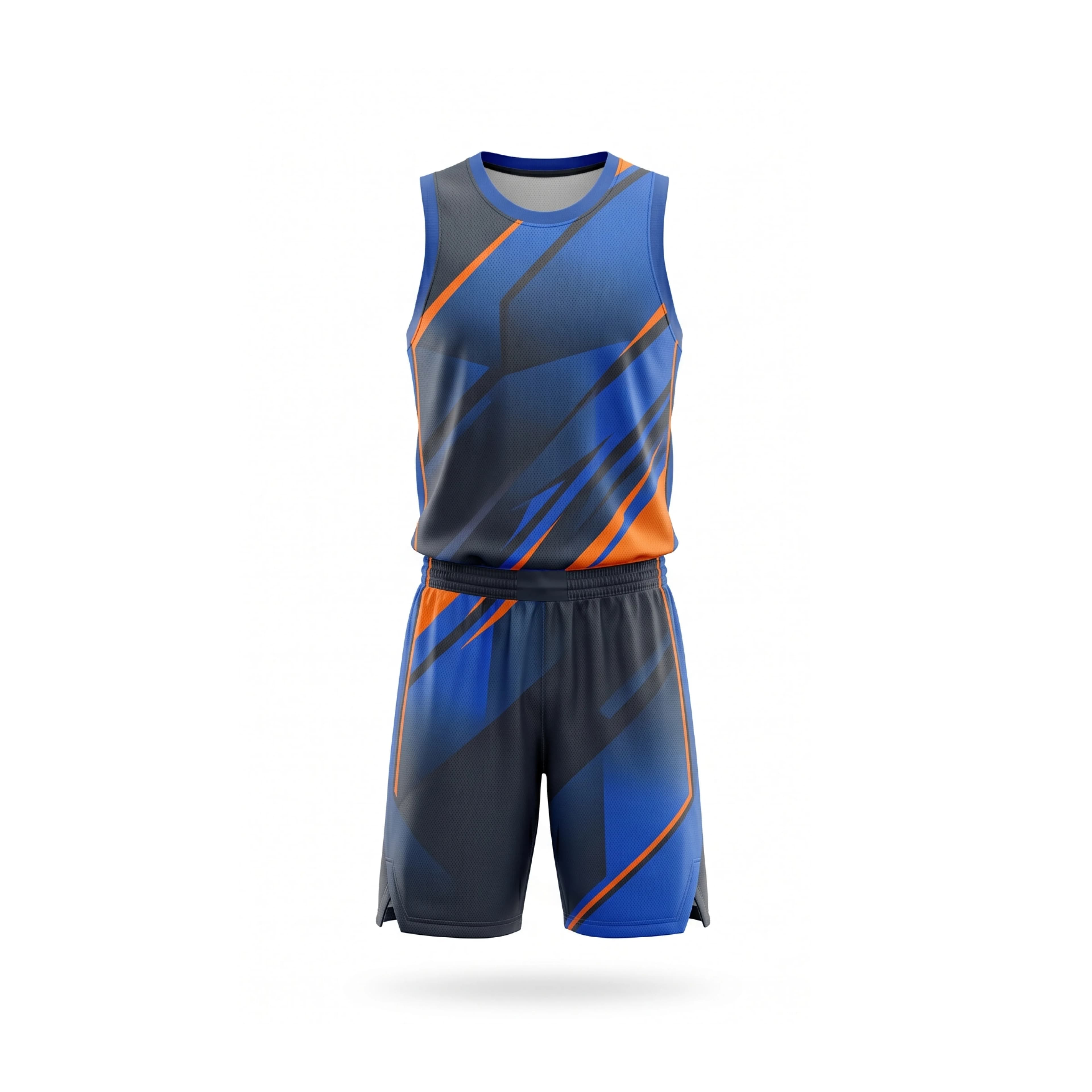 Dynamic Blue Orange Abstract Basketball Jersey & Shorts Set
