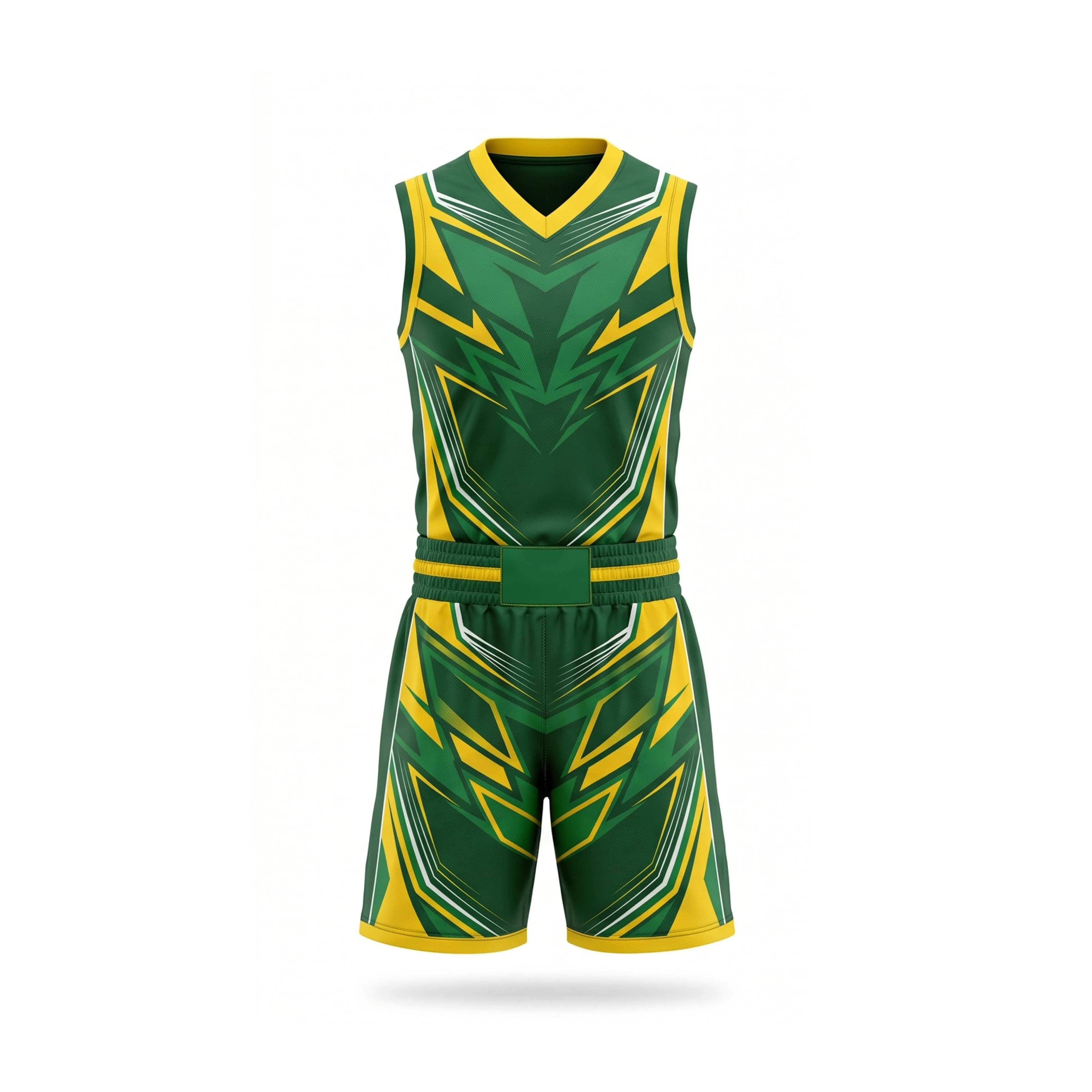 Green & Yellow Abstract Boxing Uniform Set