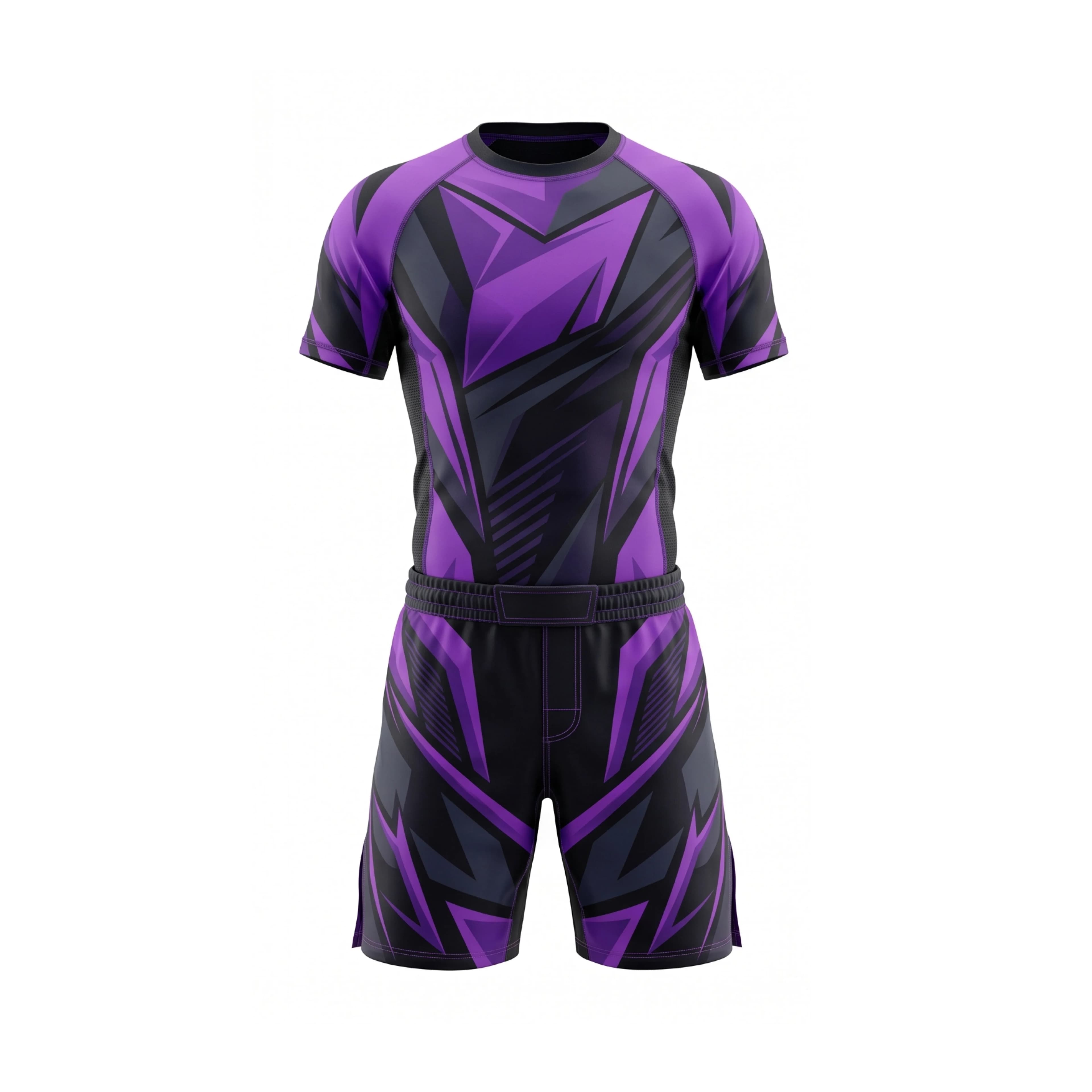 Purple Geometric MMA Uniform with Black Accents