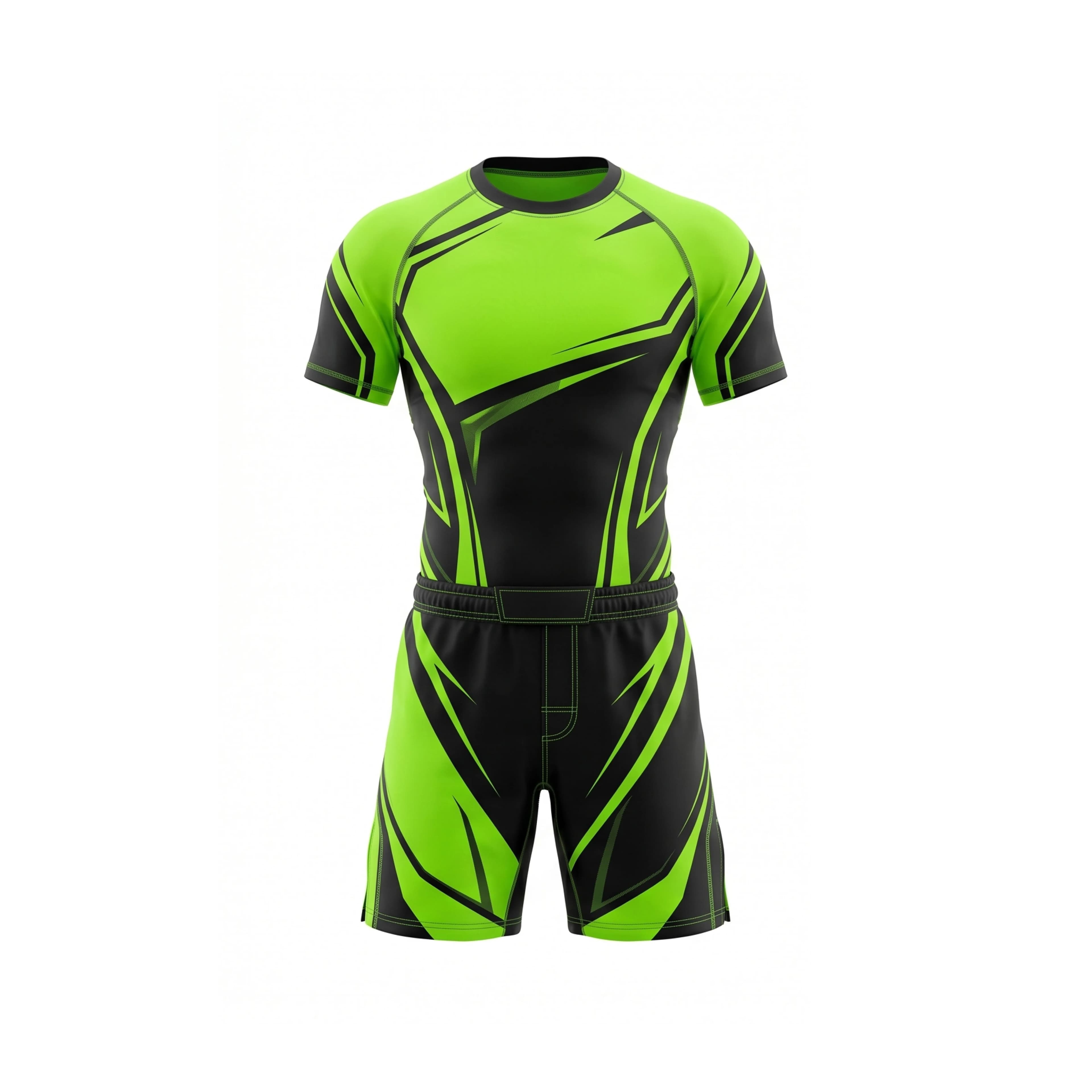 Neon Green & Black MMA Training Uniform with Abstract Design