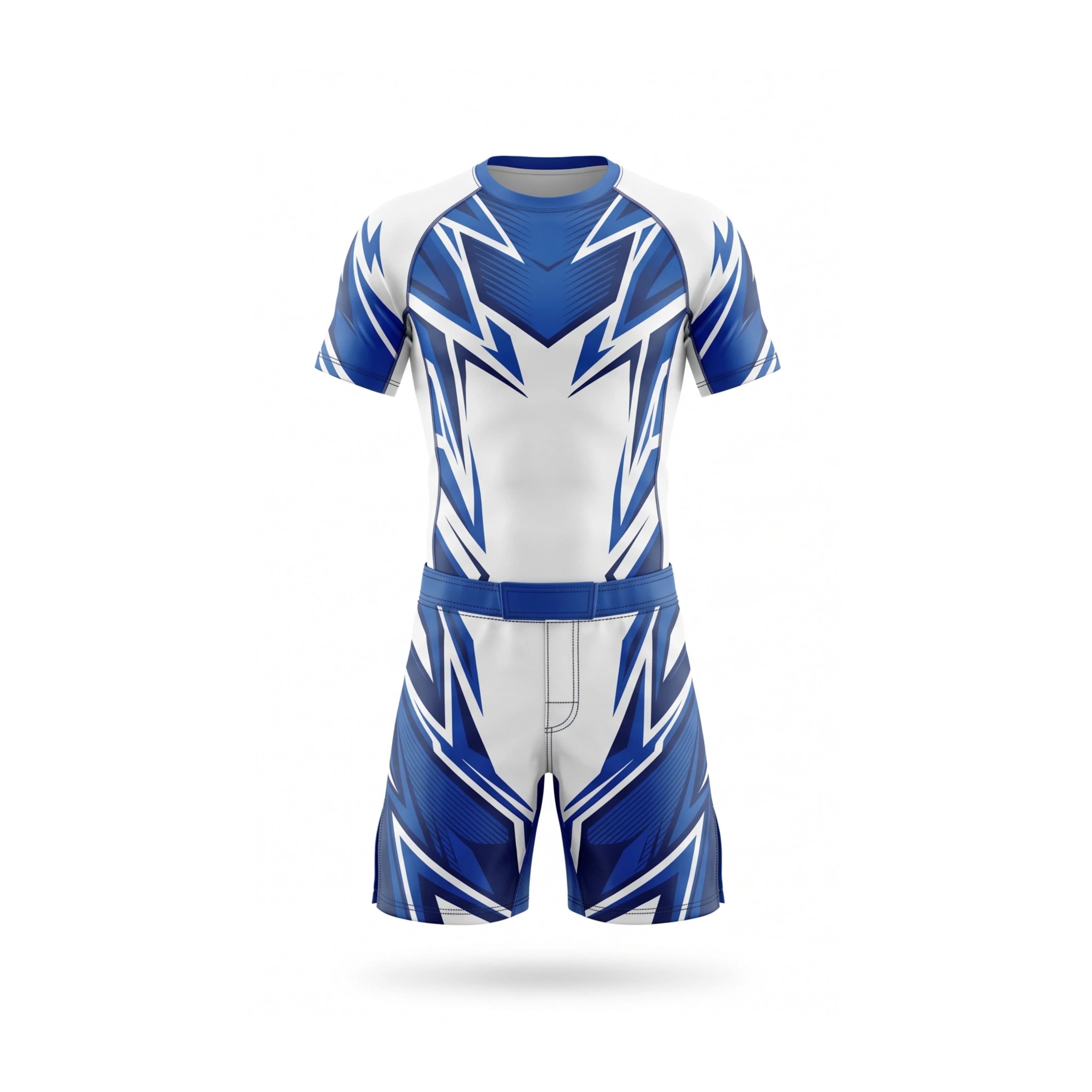 Blue White Lightning Pattern MMA Uniform