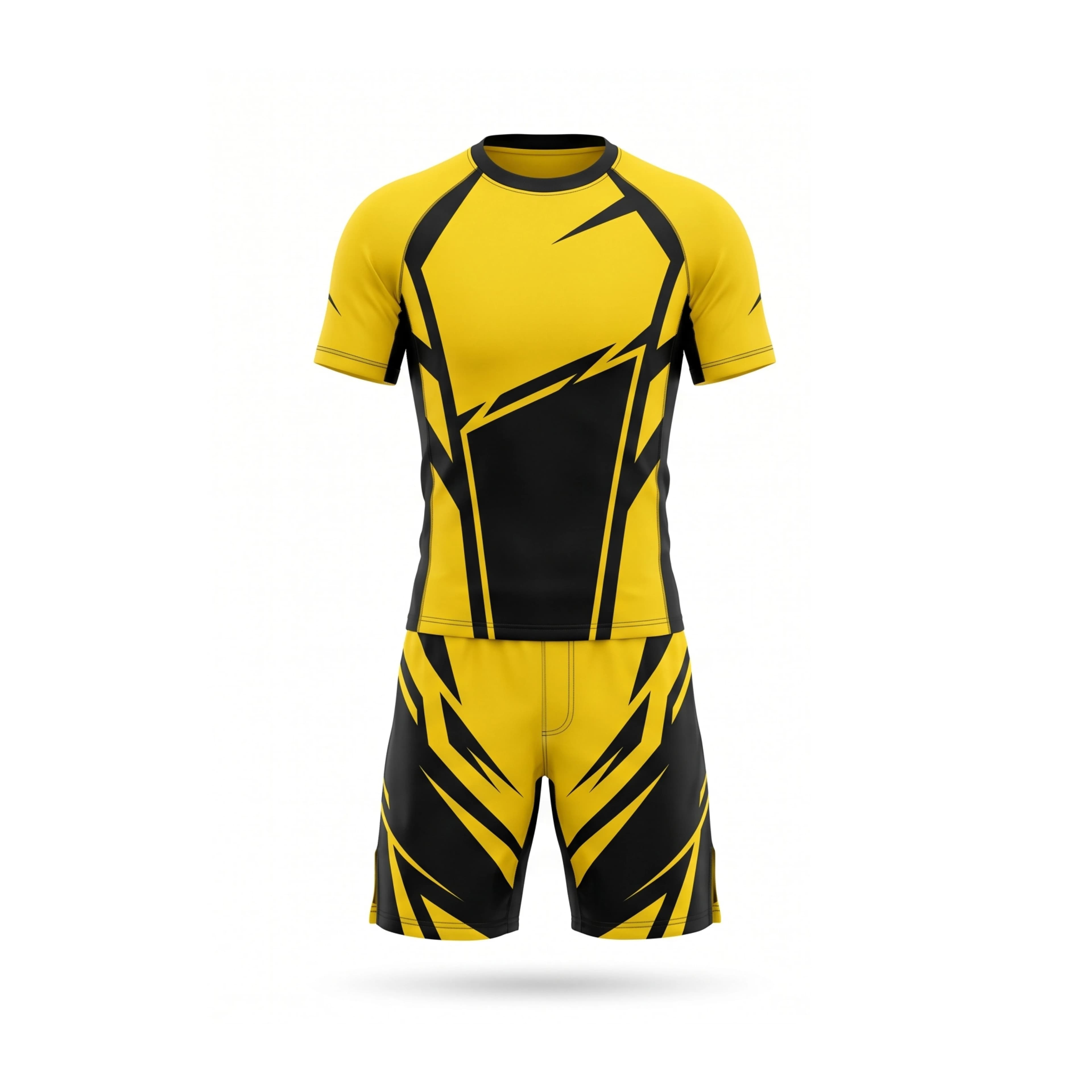 Yellow and Black Geometric Pattern MMA Uniform