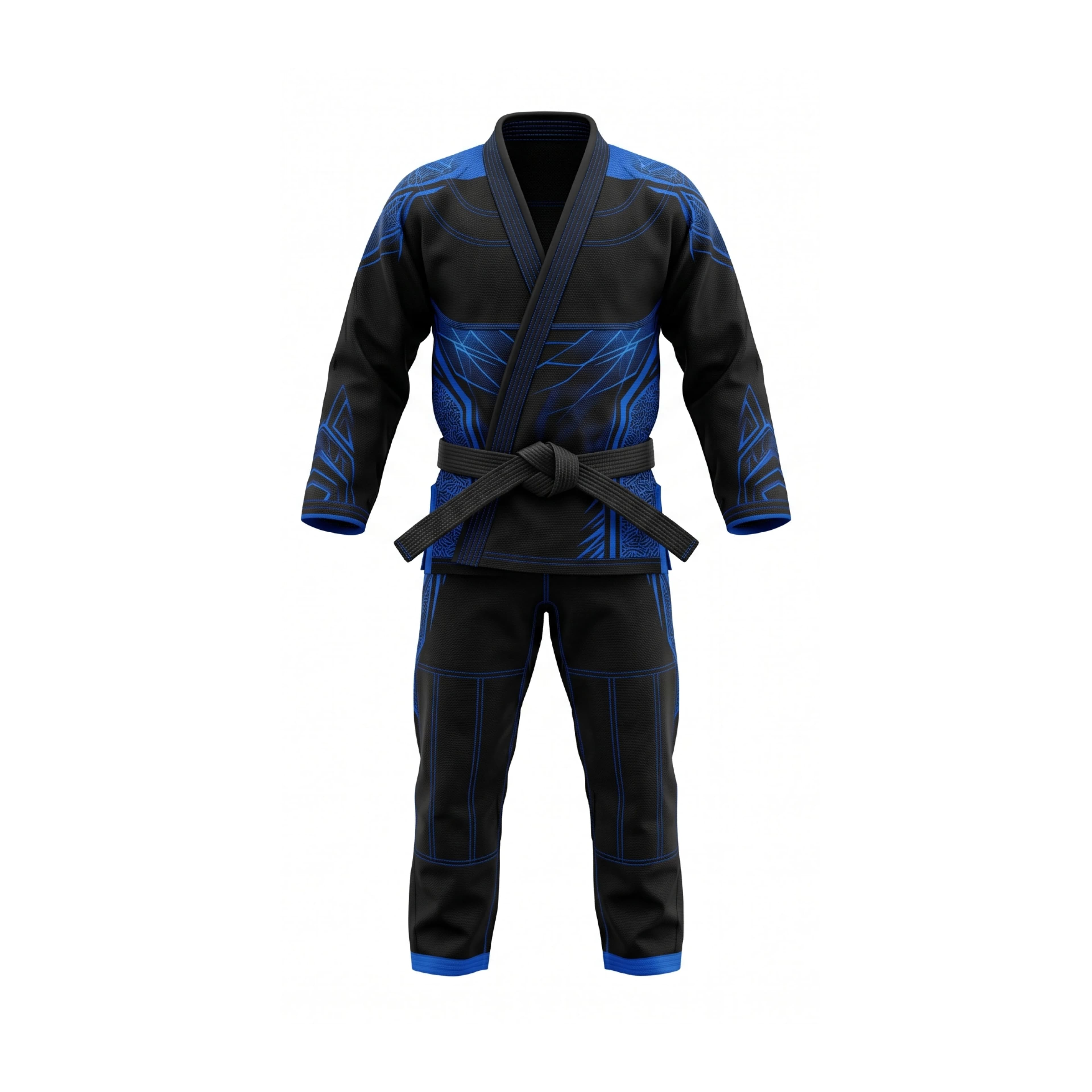 Black and Blue Tribal Print Martial Arts Gi with Belt