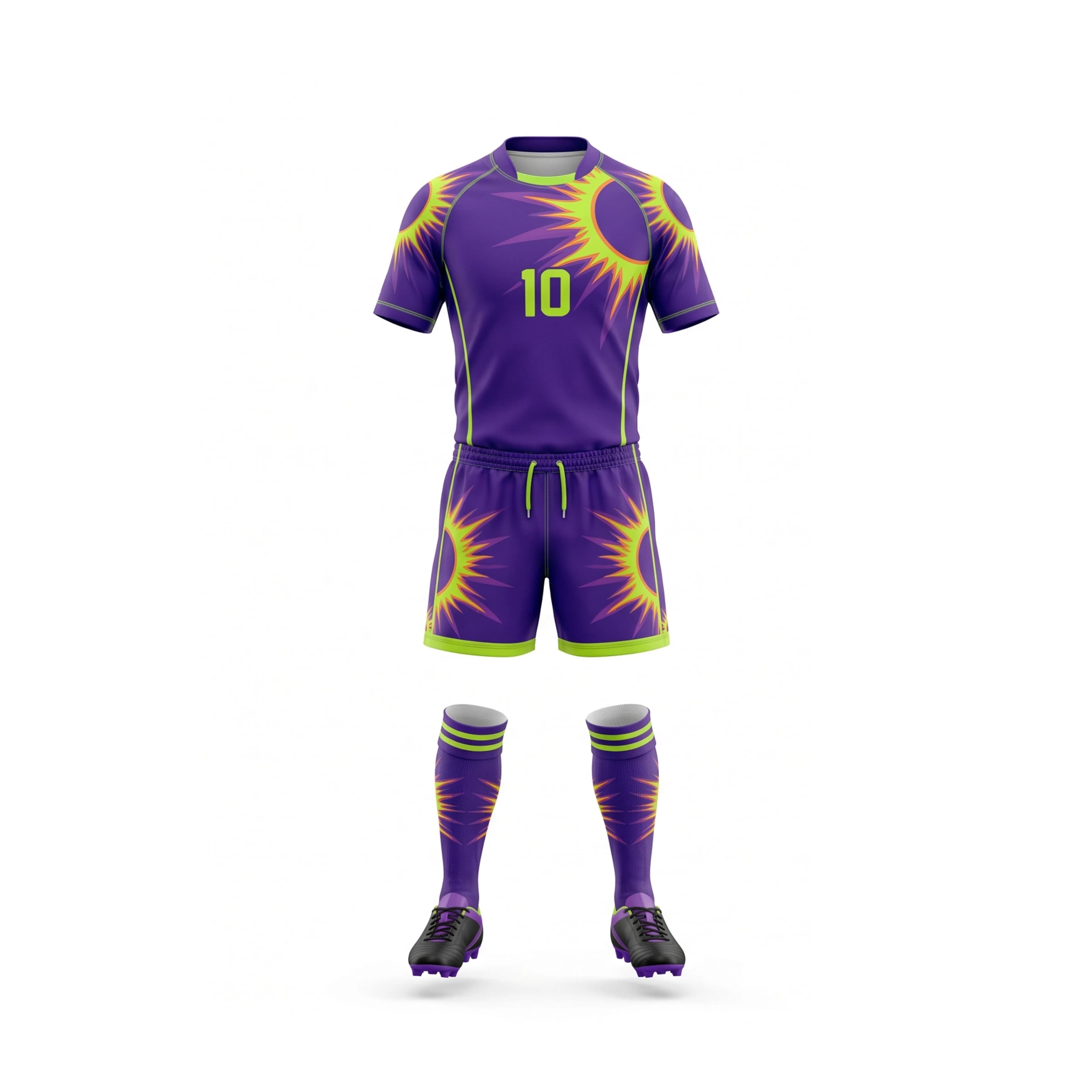Purple Rugby Uniform with Neon Yellow Accents and Number 10