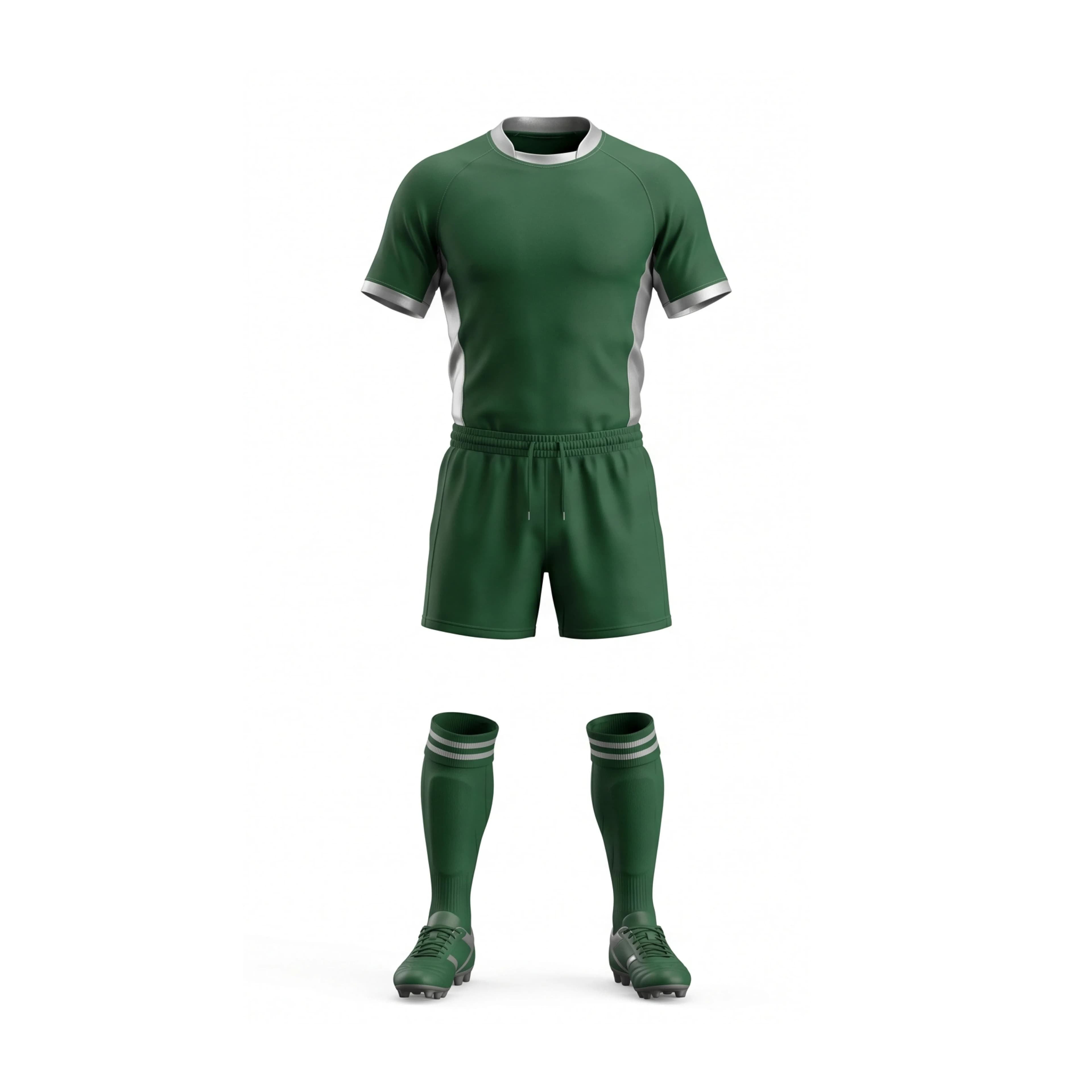 Green Rugby Uniform with White Accents