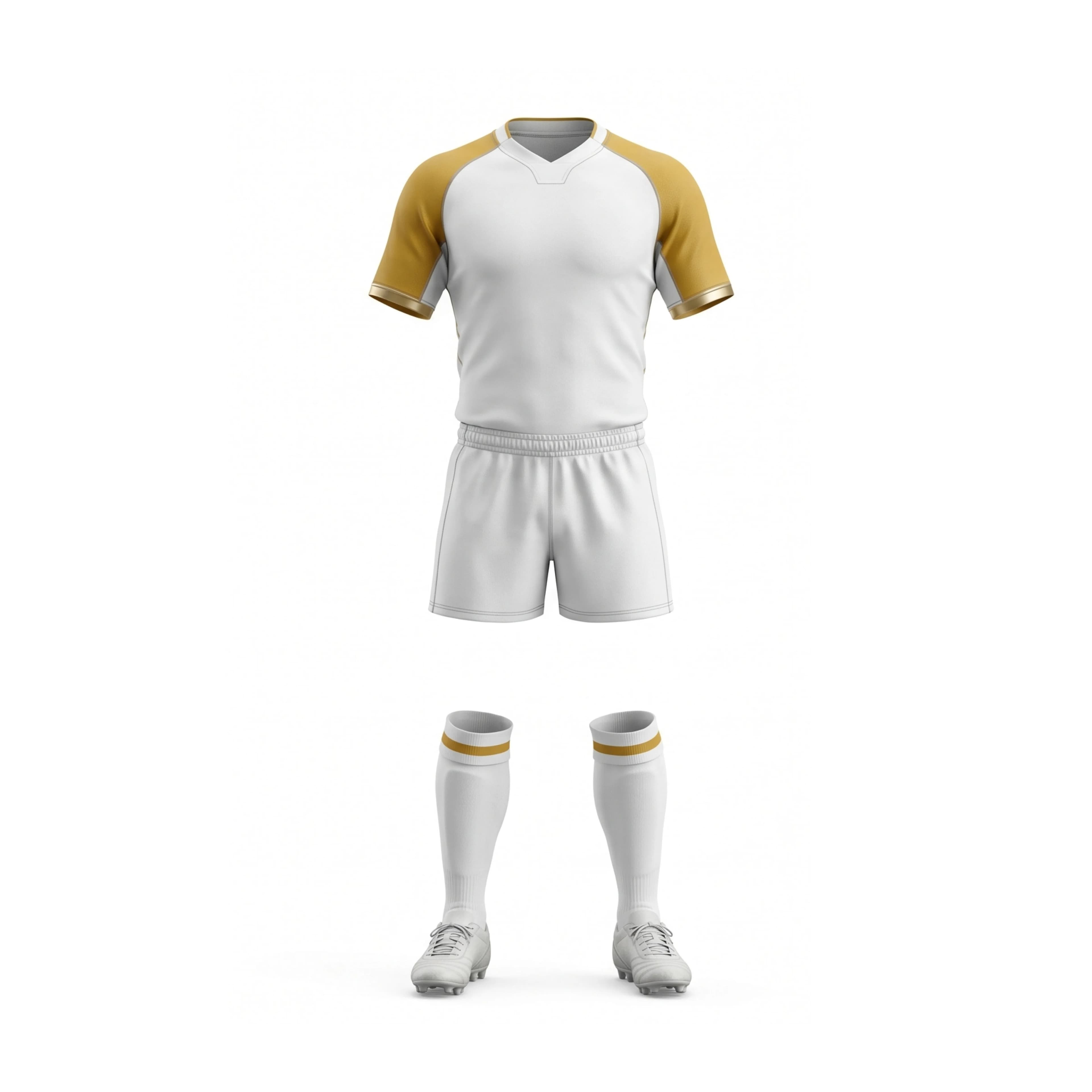 White & Gold Rugby Uniform with Yellow Sleeves
