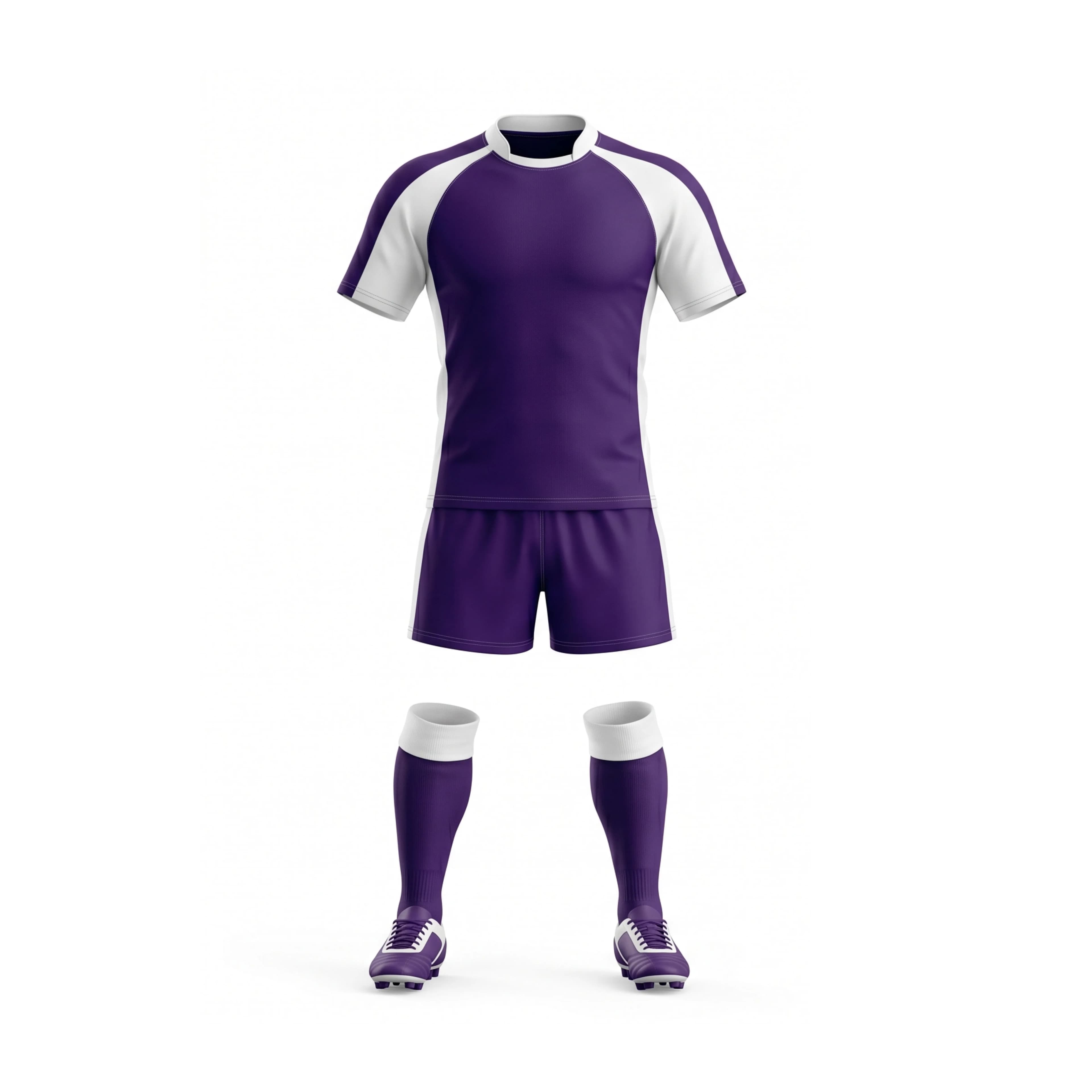 Purple and White Short Sleeve Rugby Jersey Kit