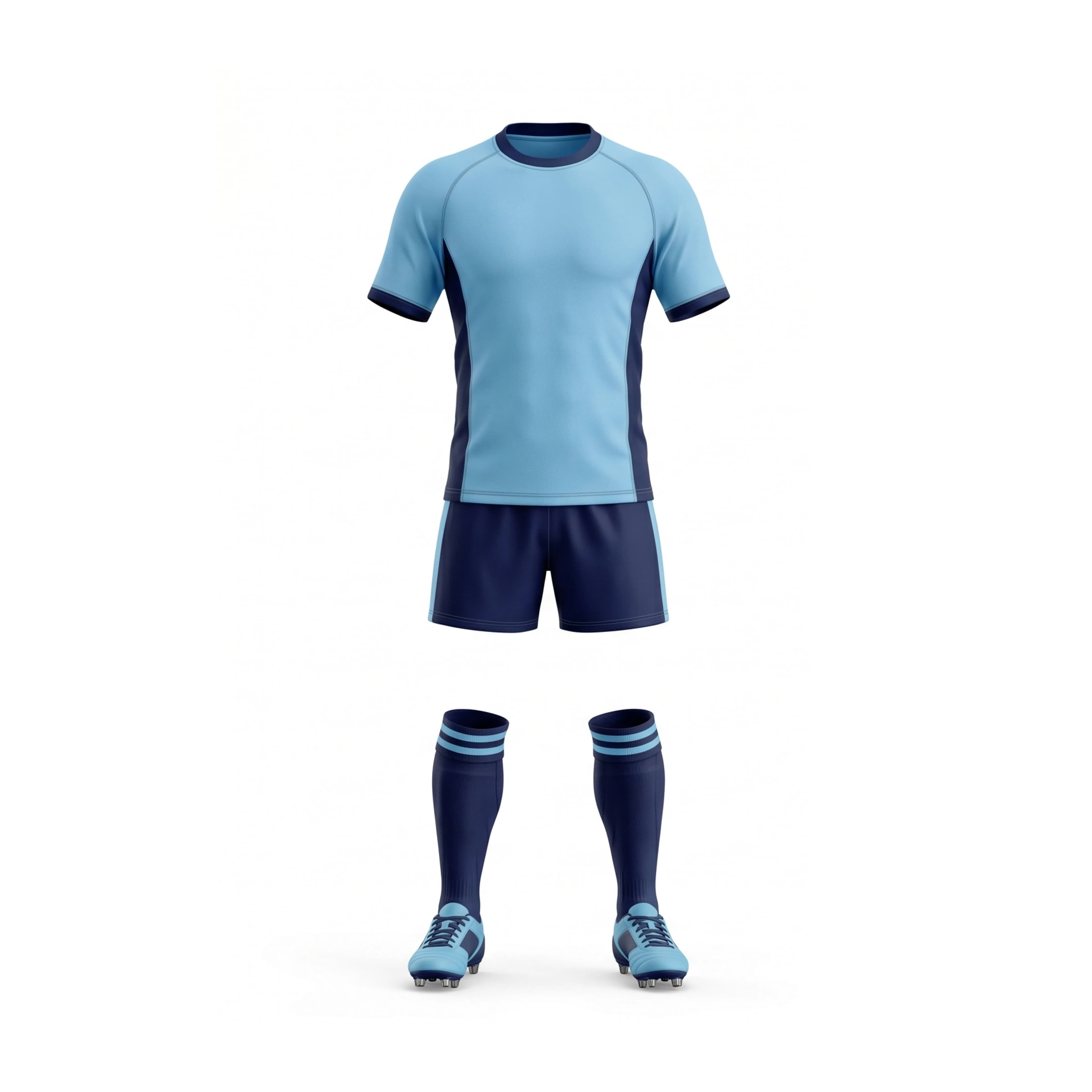 Light Blue & Navy Rugby Kit with Contrasting Panels