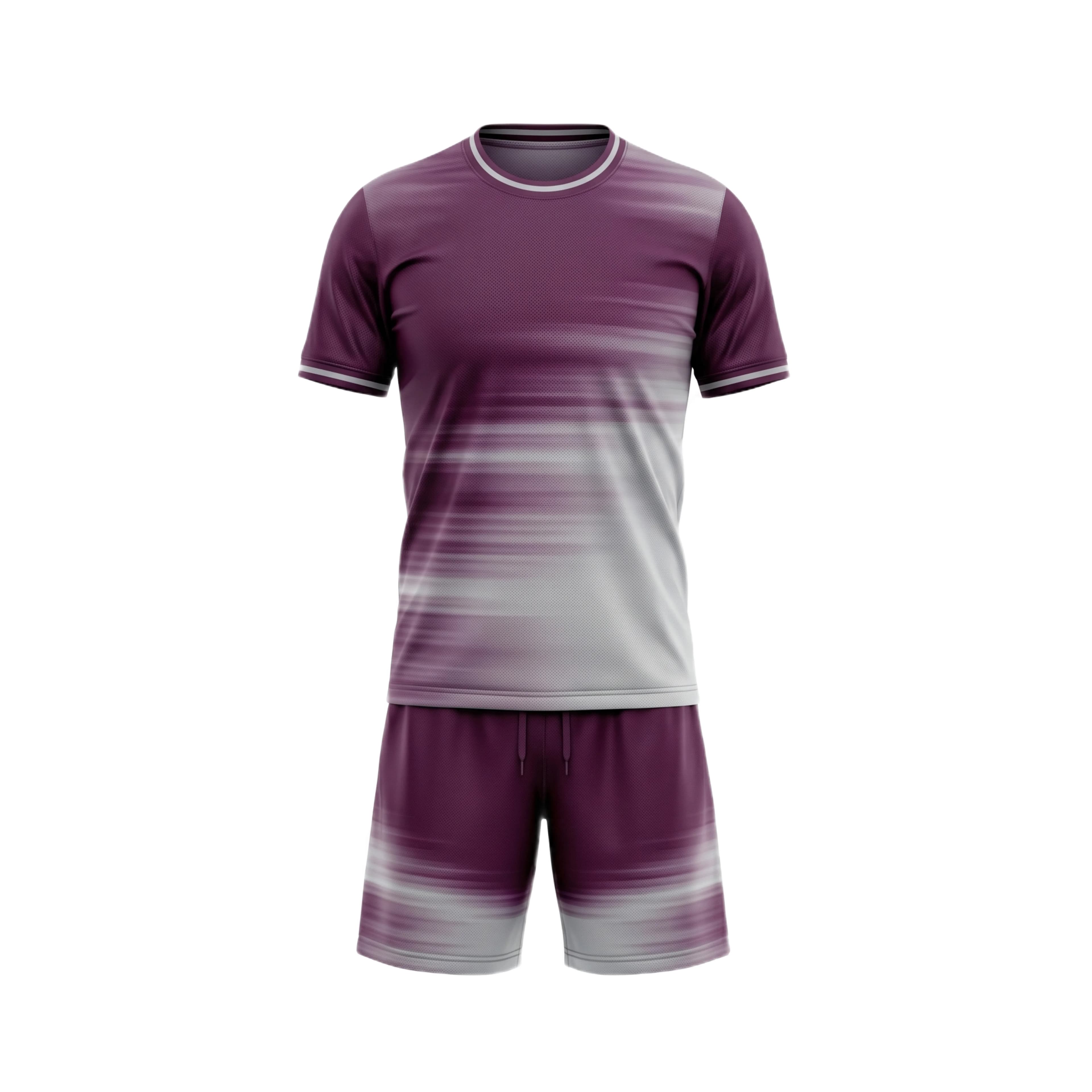 Deep Purple & Grey Gradient Stripe Soccer Uniform Kit