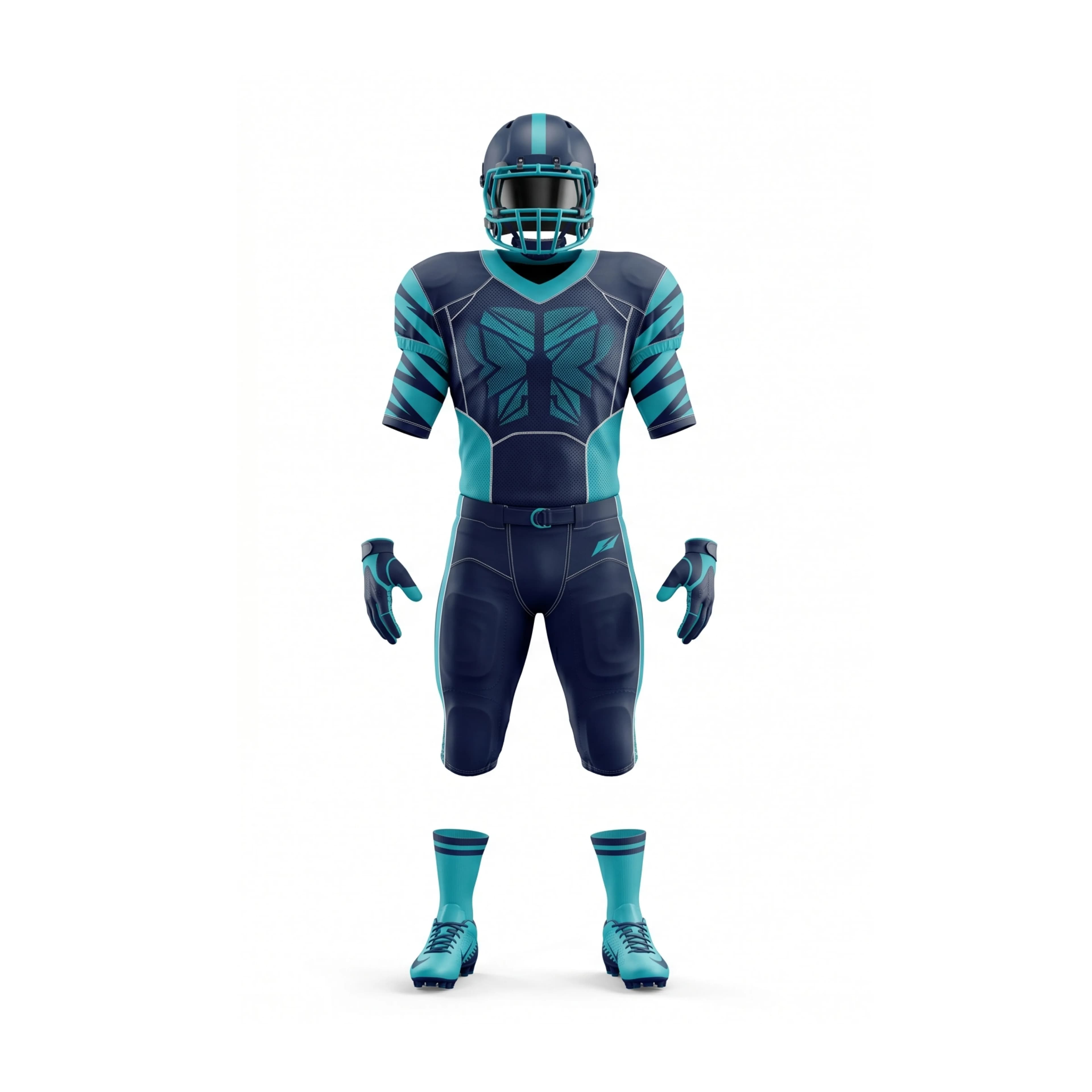 Navy & Teal Geometric American Football Uniform Set