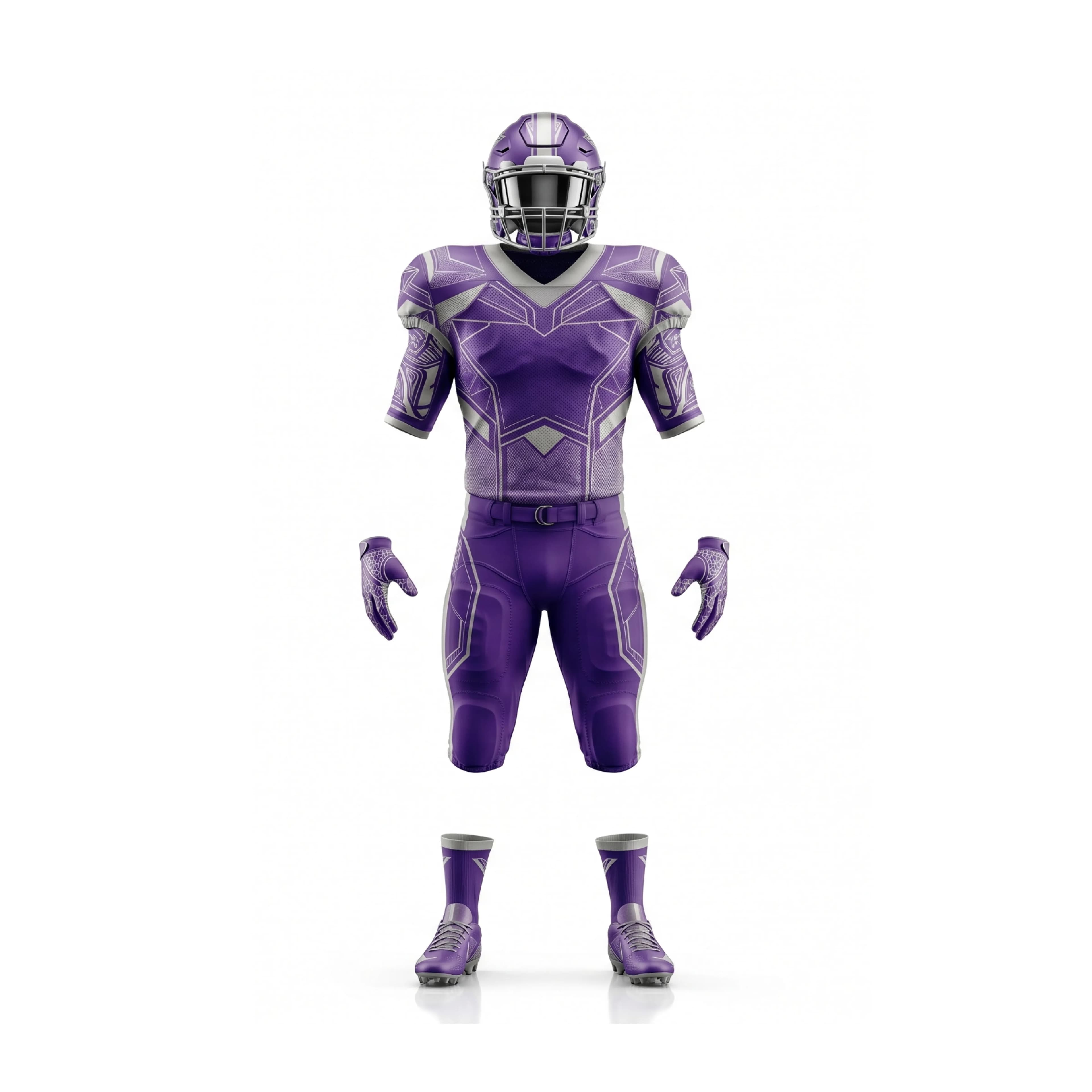 Purple & Silver Geometric American Football Uniform Set