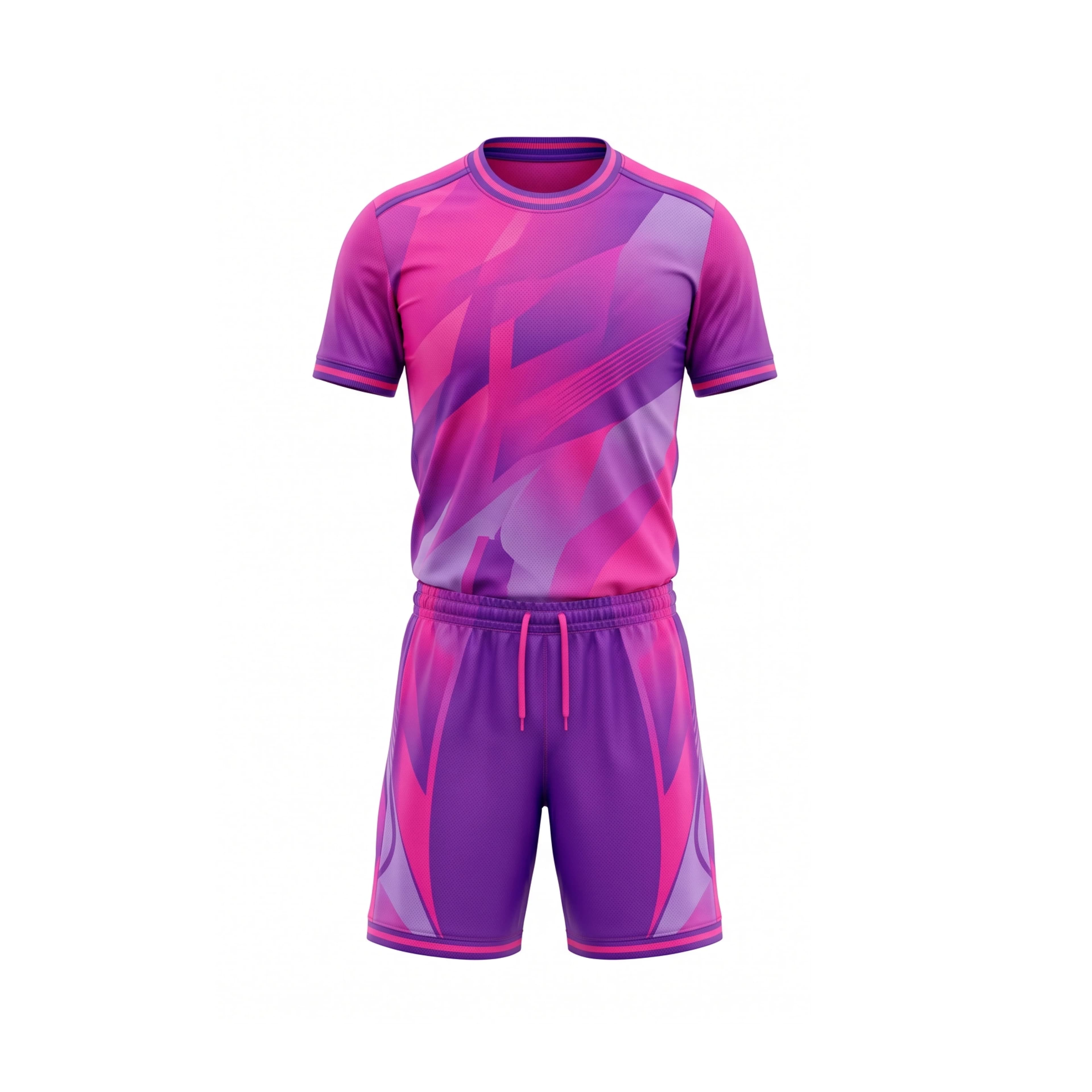 Purple & Fuchsia Geometric Pattern Soccer Uniform Set