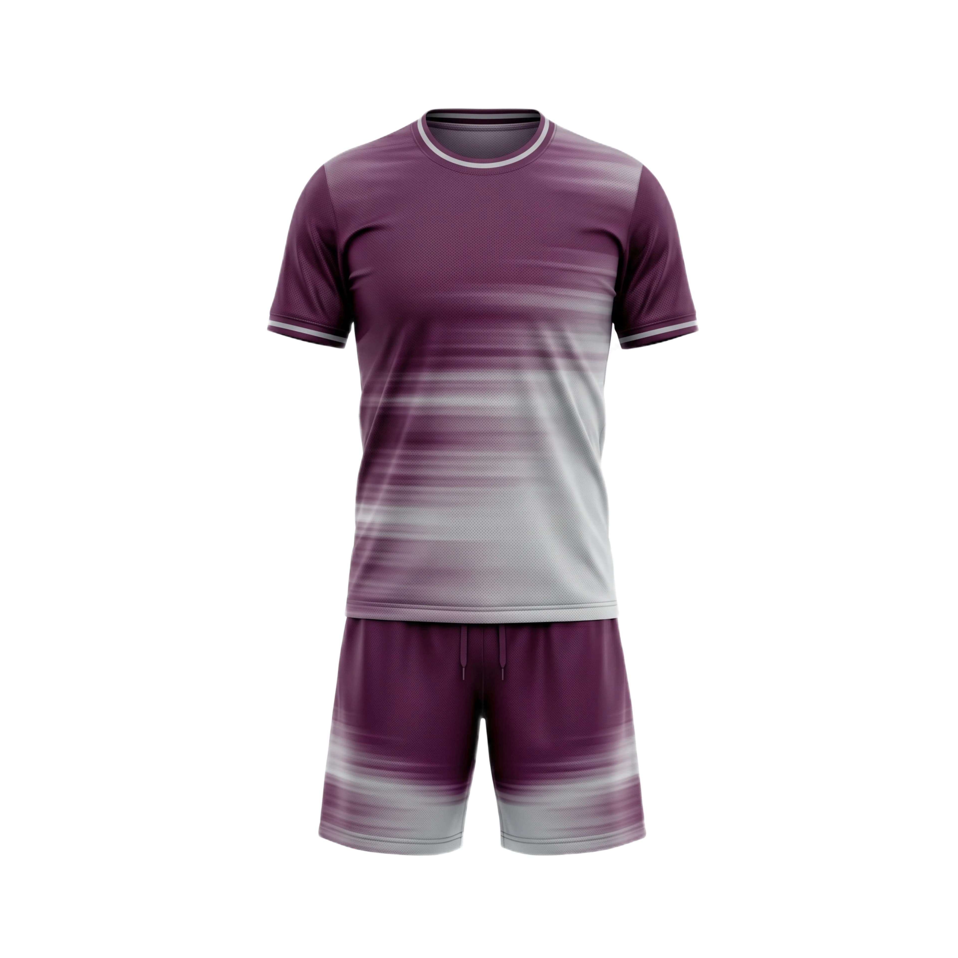 Maroon & Grey Horizontal Gradient Fade Soccer Uniform Set