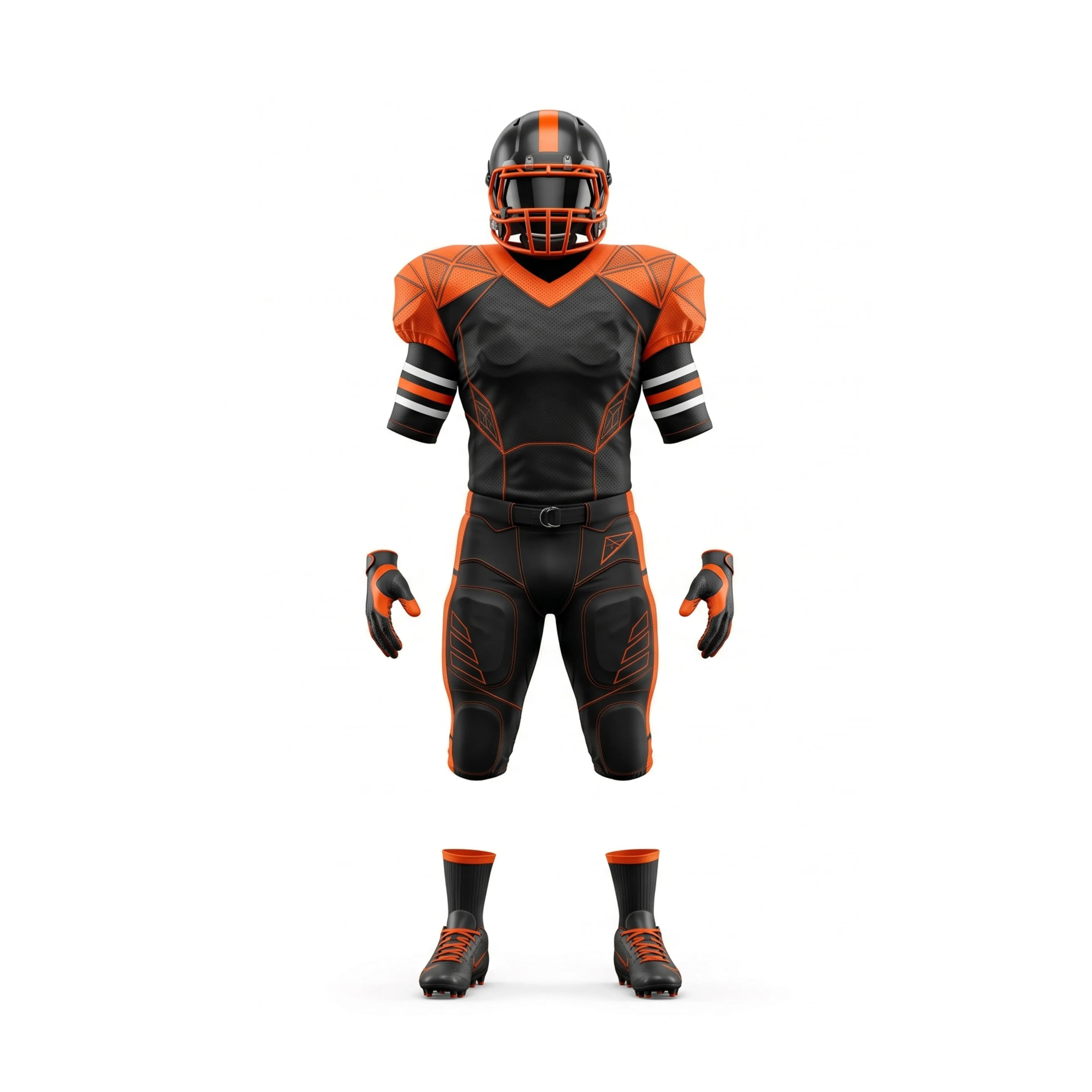 Black and Orange Padded American Football Uniform Set