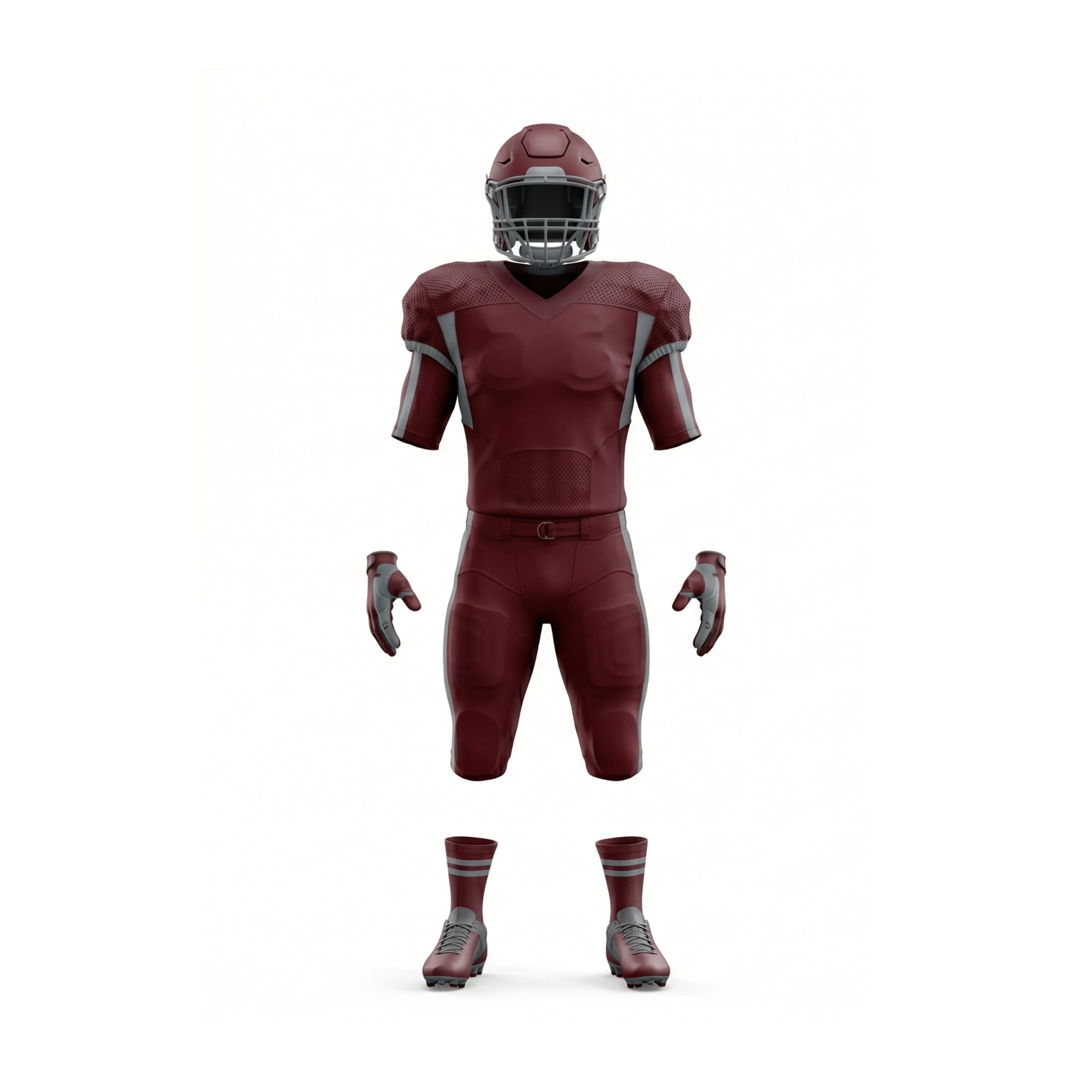 Maroon & Grey American Football Uniform Set with Number 11