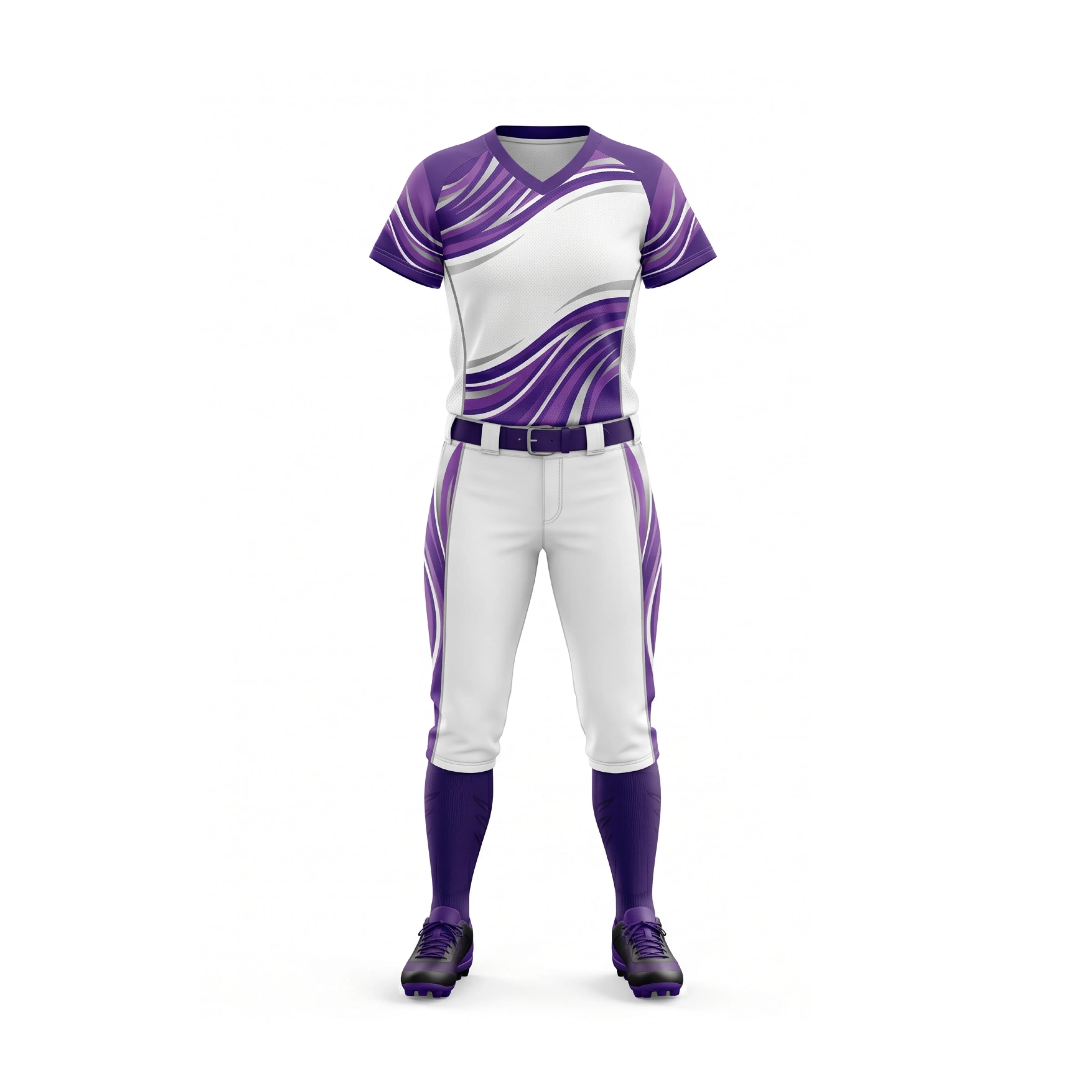 White & Purple Swirl Softball Jersey & Knicker Pants Set