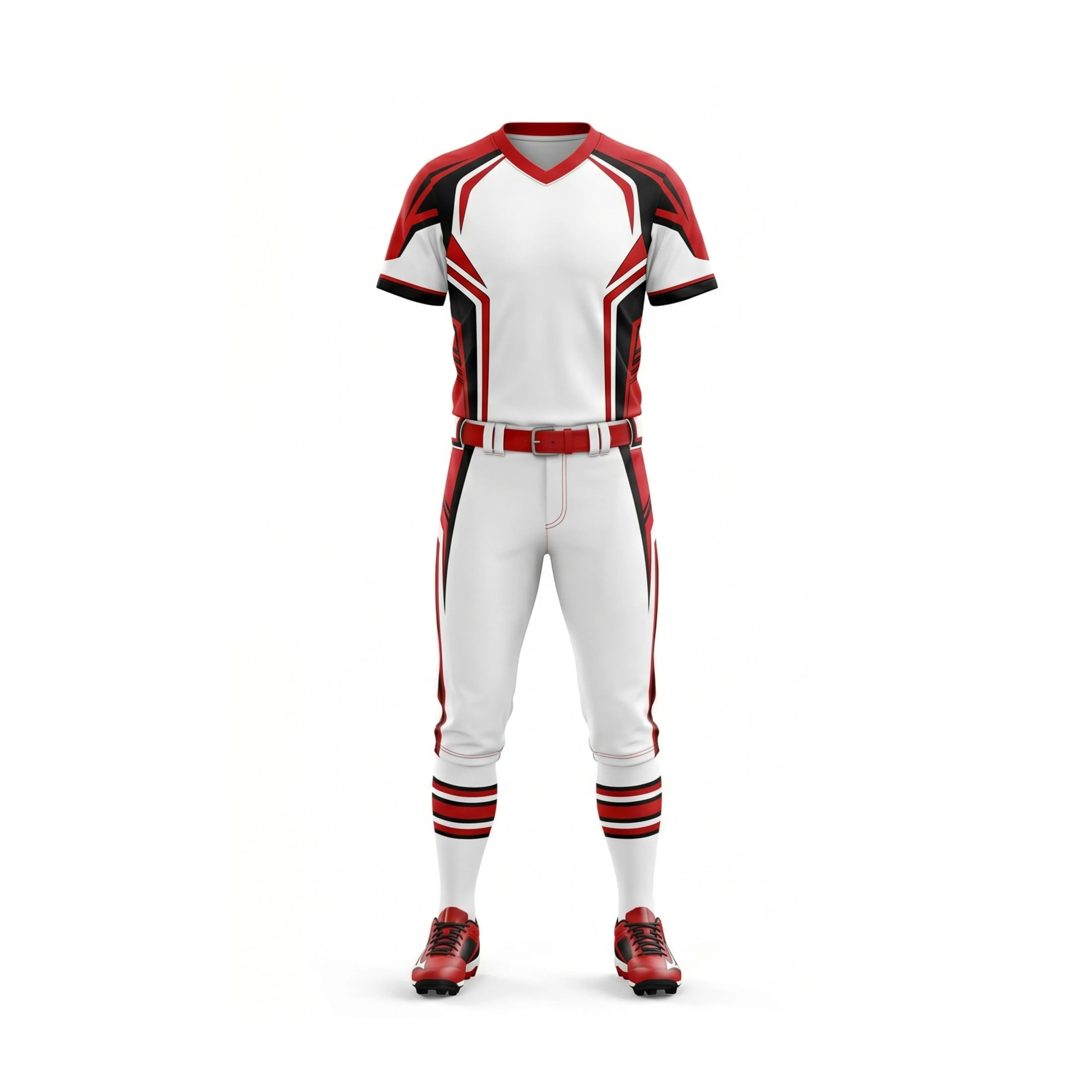White, Red, & Black Pro-Fit Softball Jersey and Pant Set