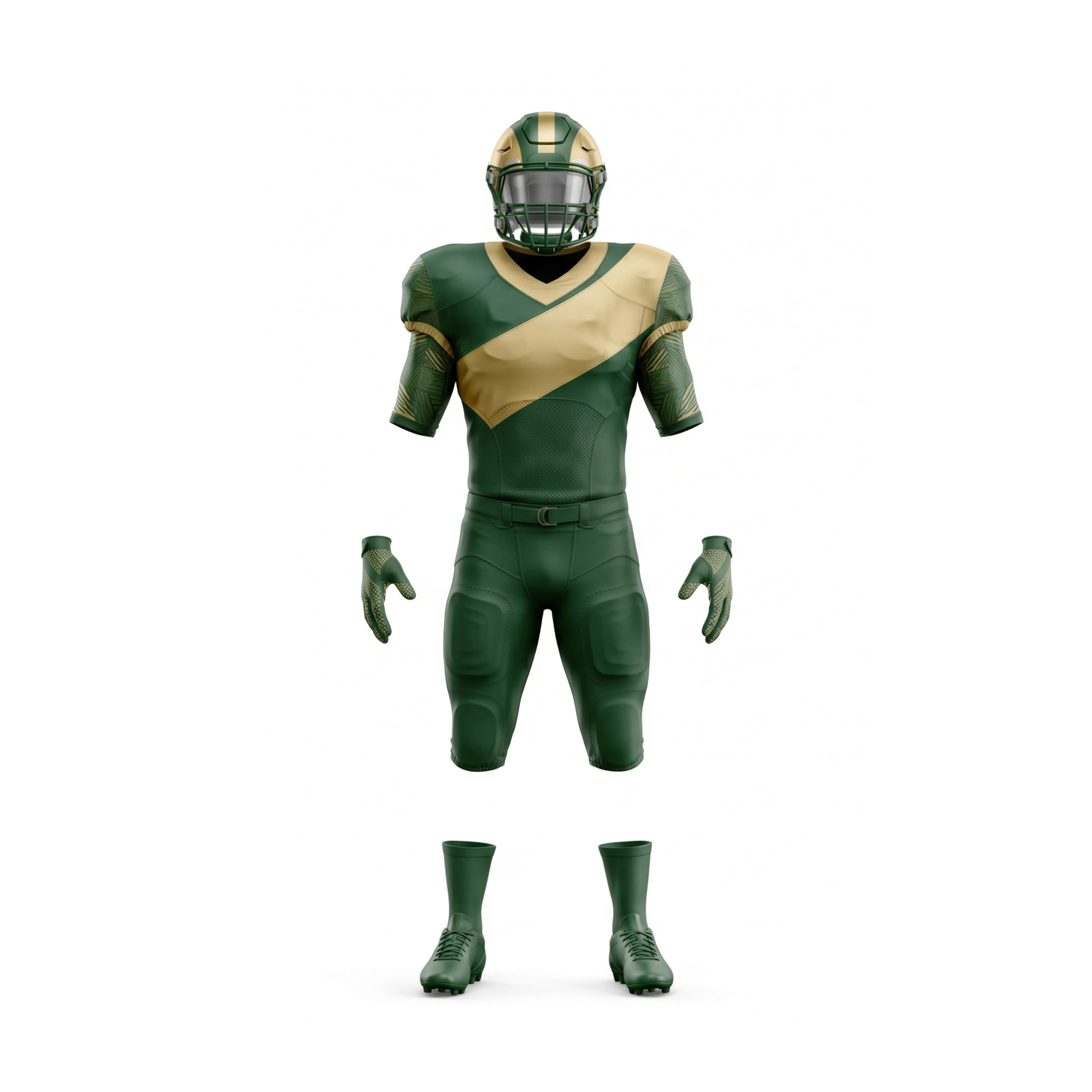 Green & Gold Diagonal Stripe American Football Uniform Set