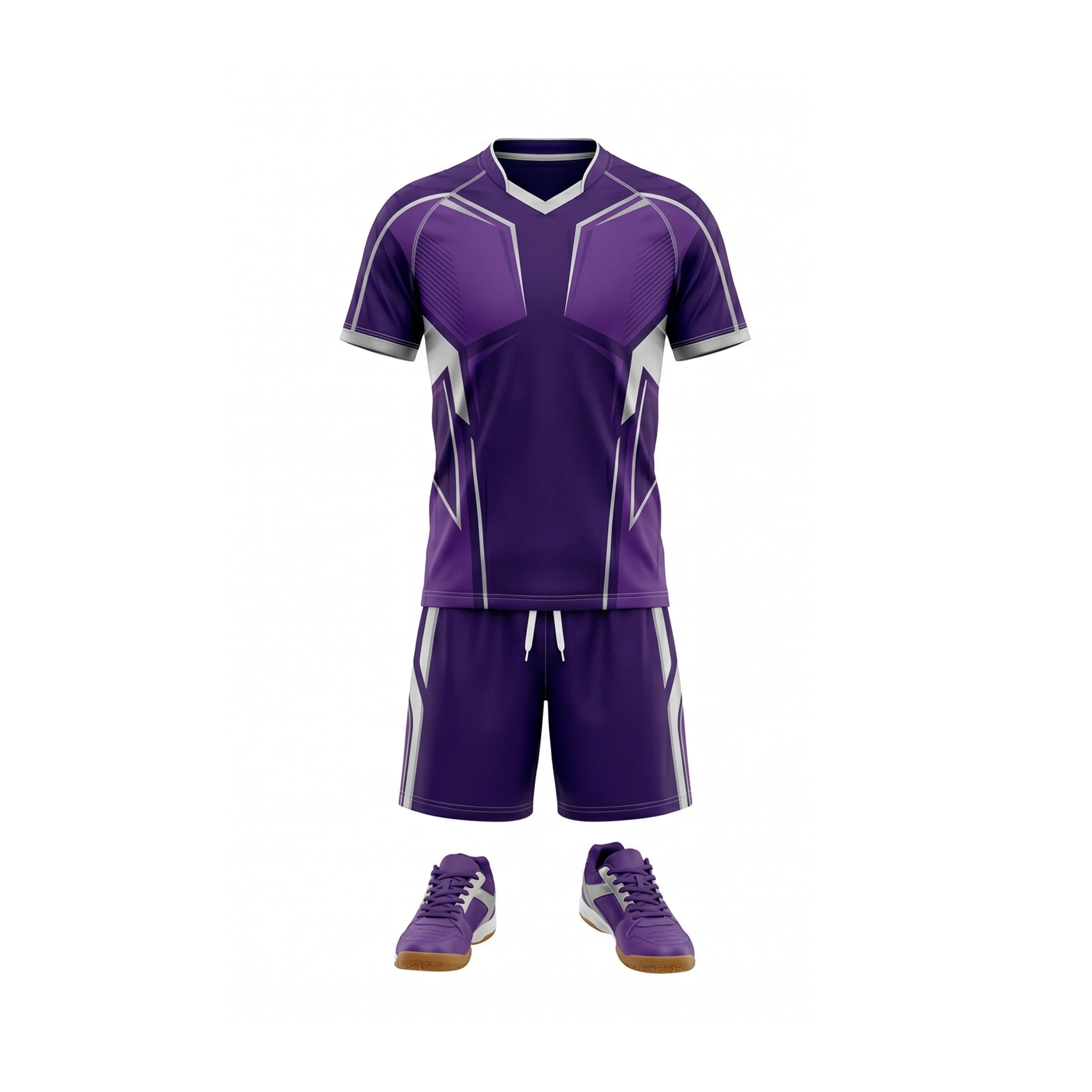 Purple Table Tennis Uniform Set with White Accents