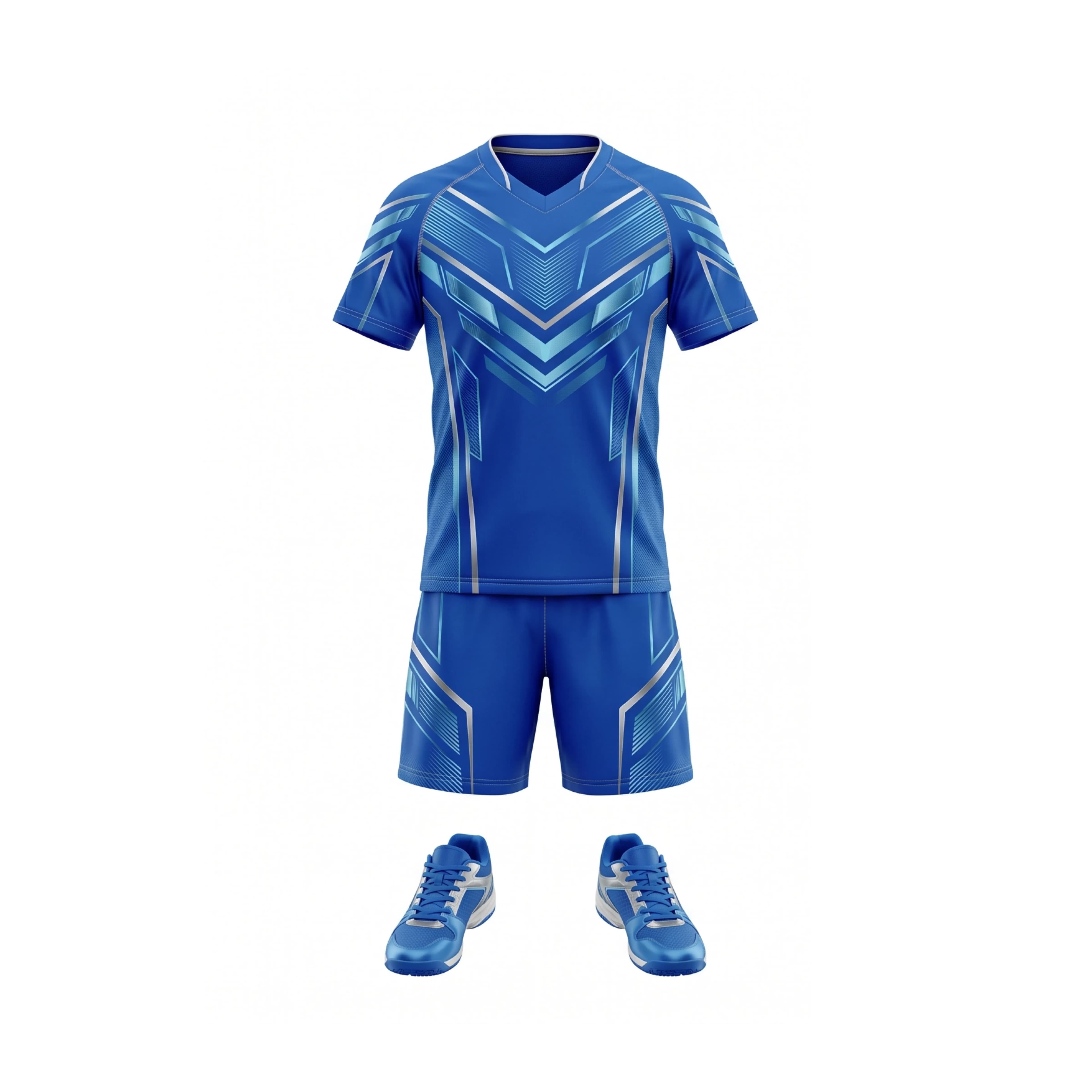 Royal Blue Table Tennis Uniform Set with White Accents and Unique Design