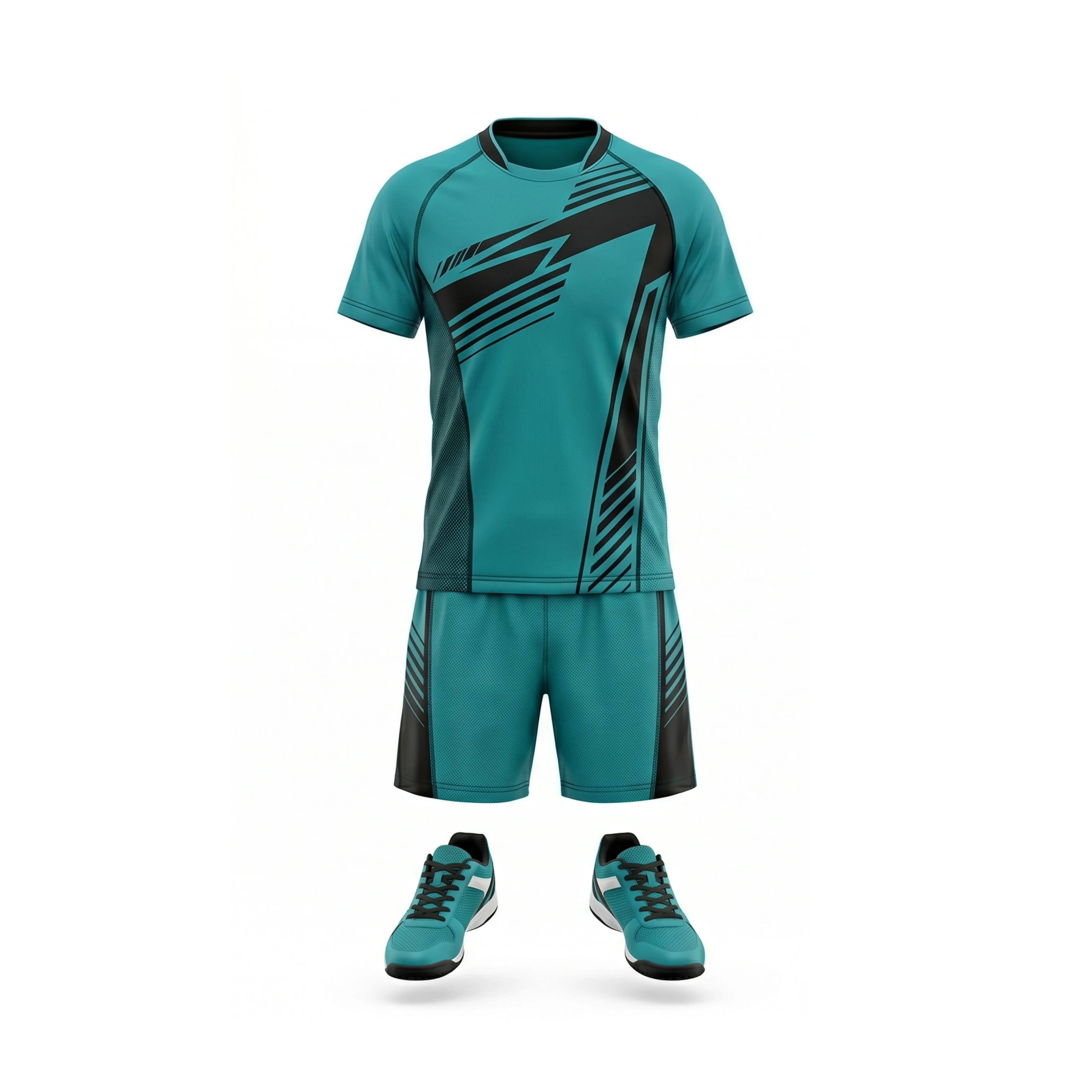 Teal Black Graphic Table Tennis Uniform Set