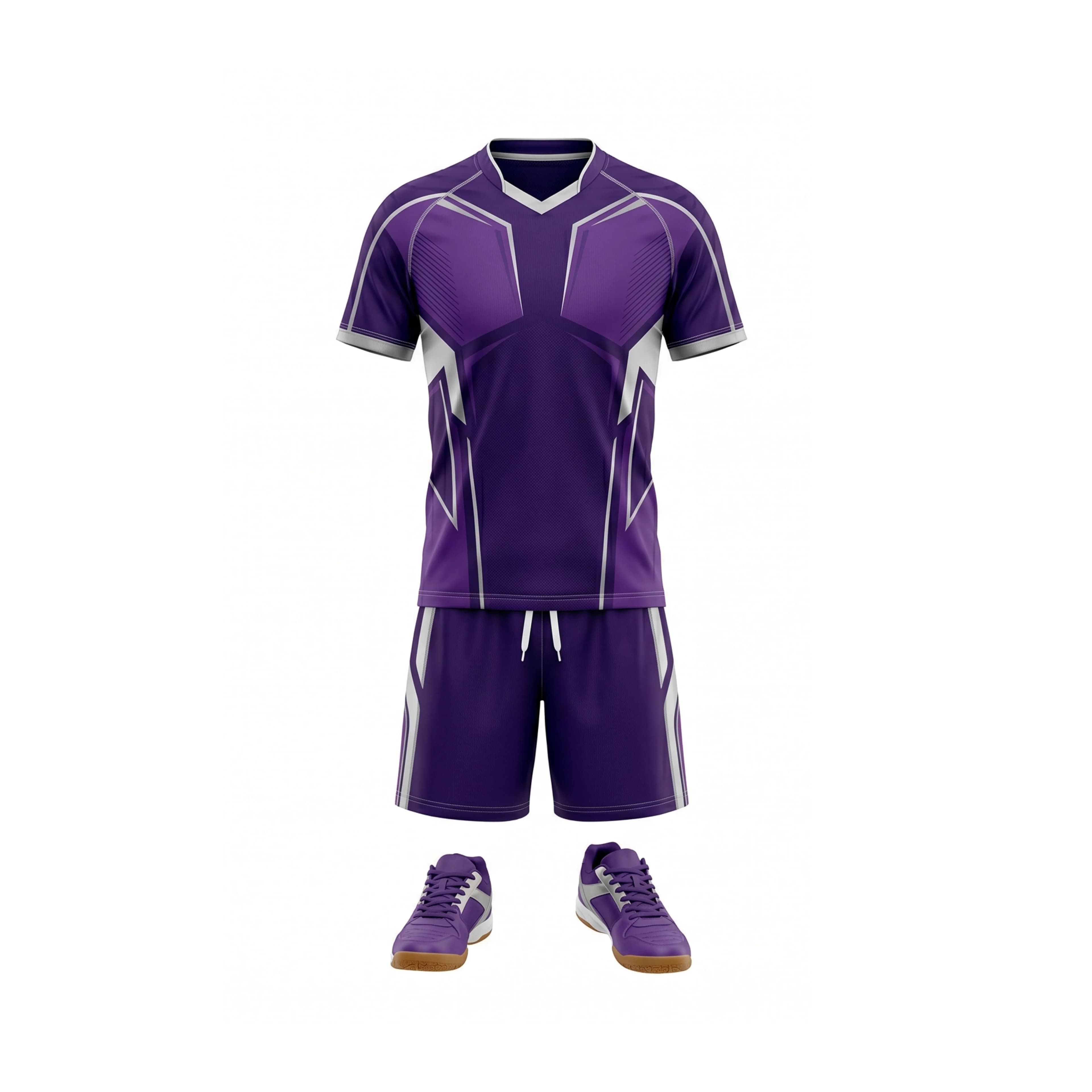 Purple and White Geometric Table Tennis Jersey & Shorts Set