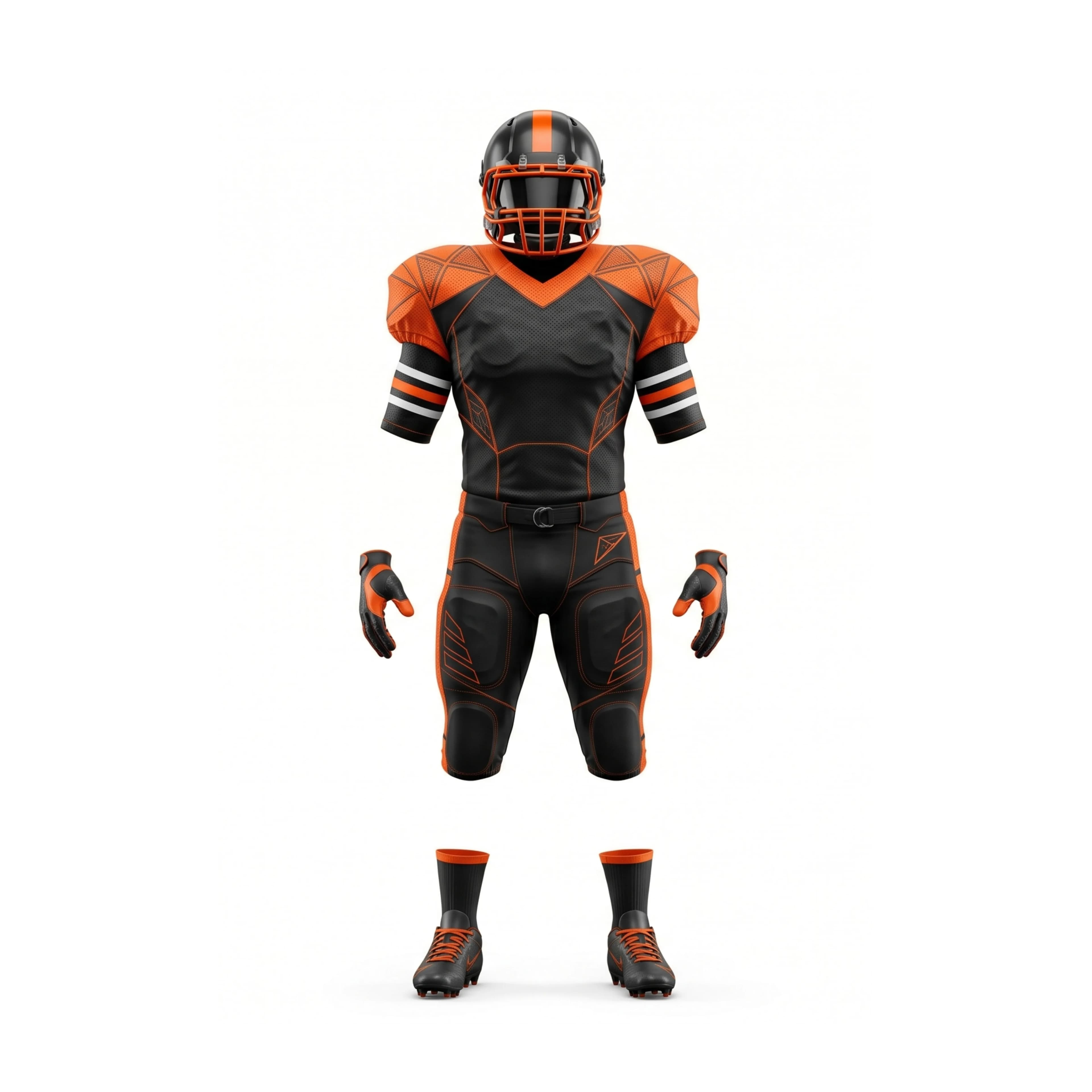 Black & Orange Geometric American Football Full Uniform Set