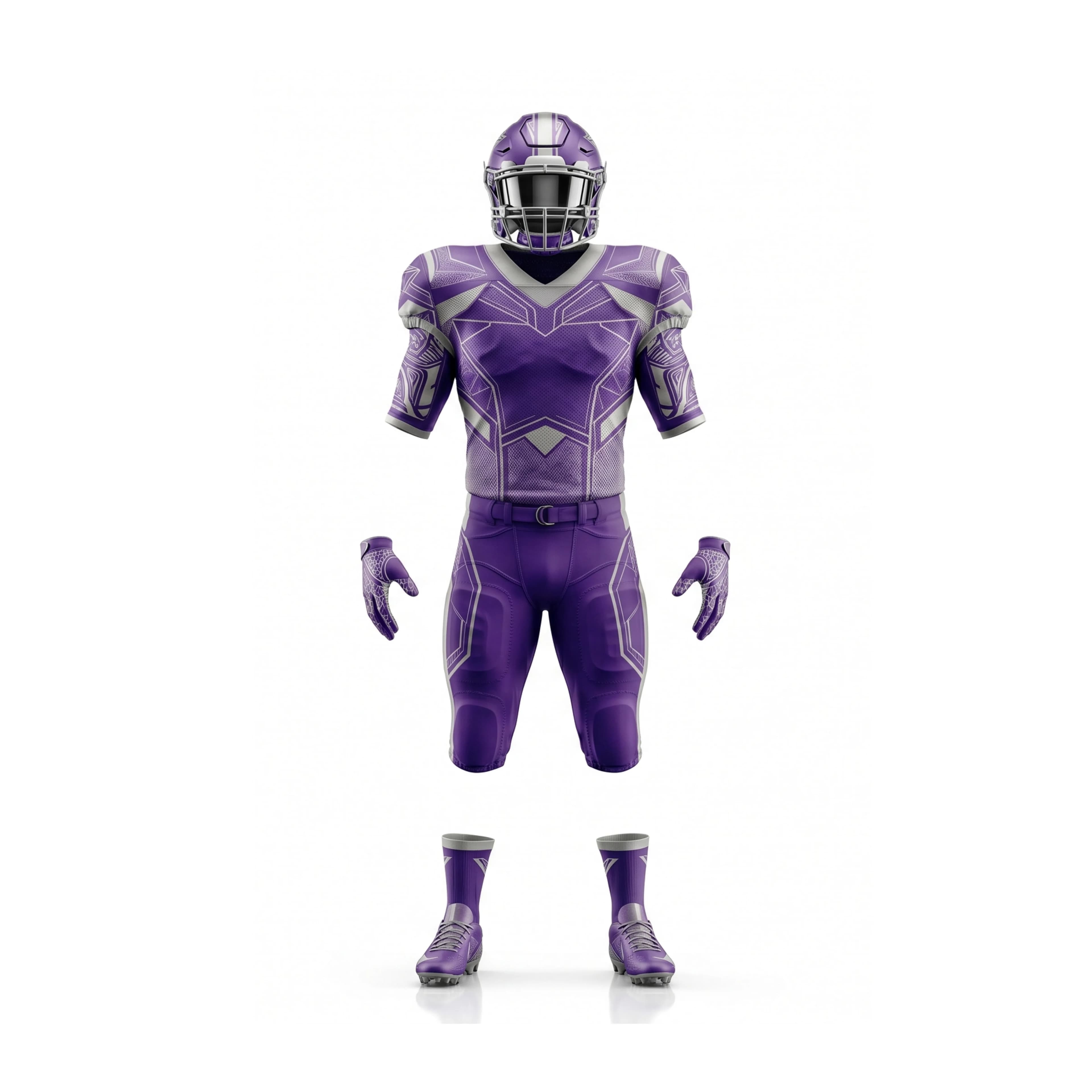 Vibrant Purple & White Accent American Football Full Uniform