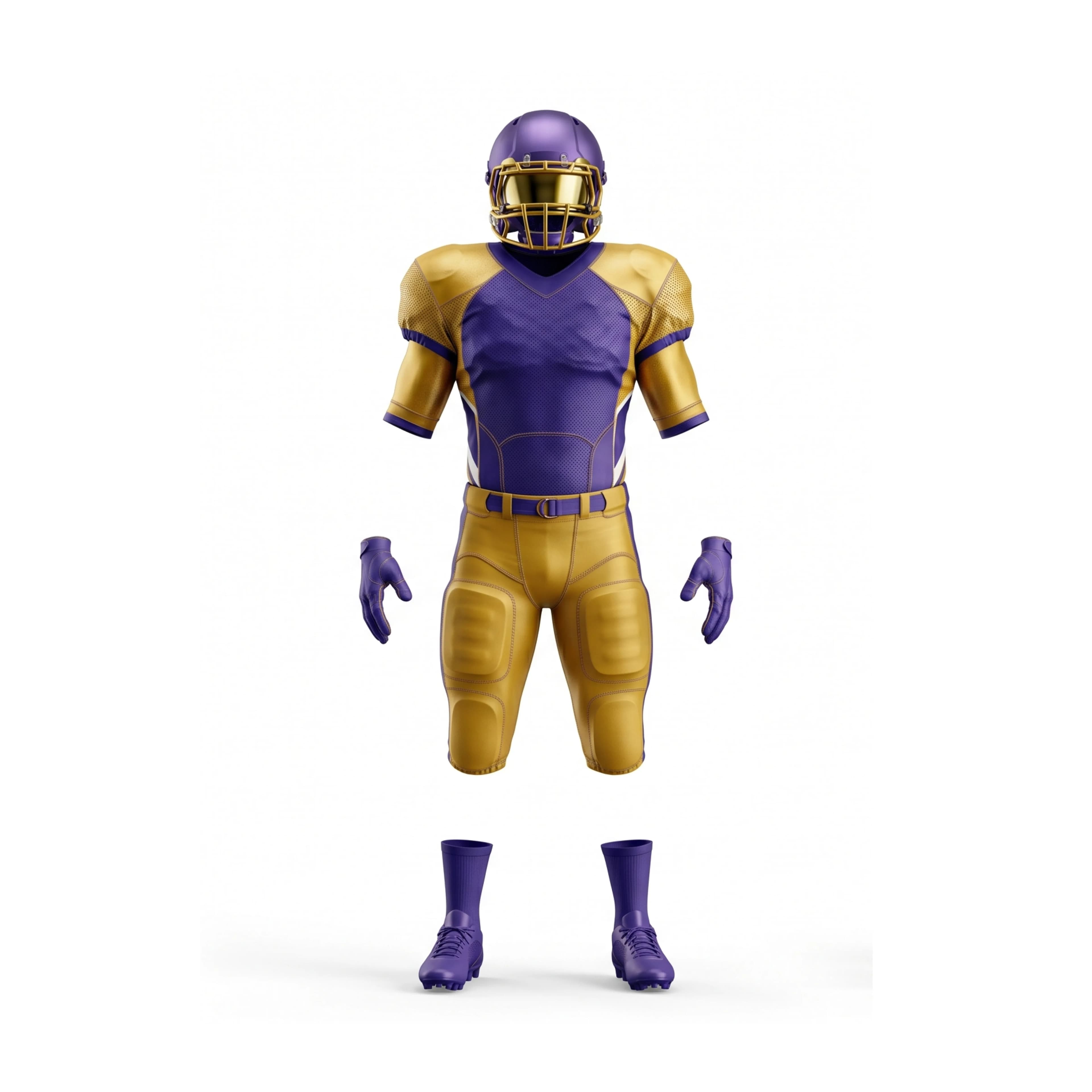 Purple & Gold Padded American Football Uniform Set