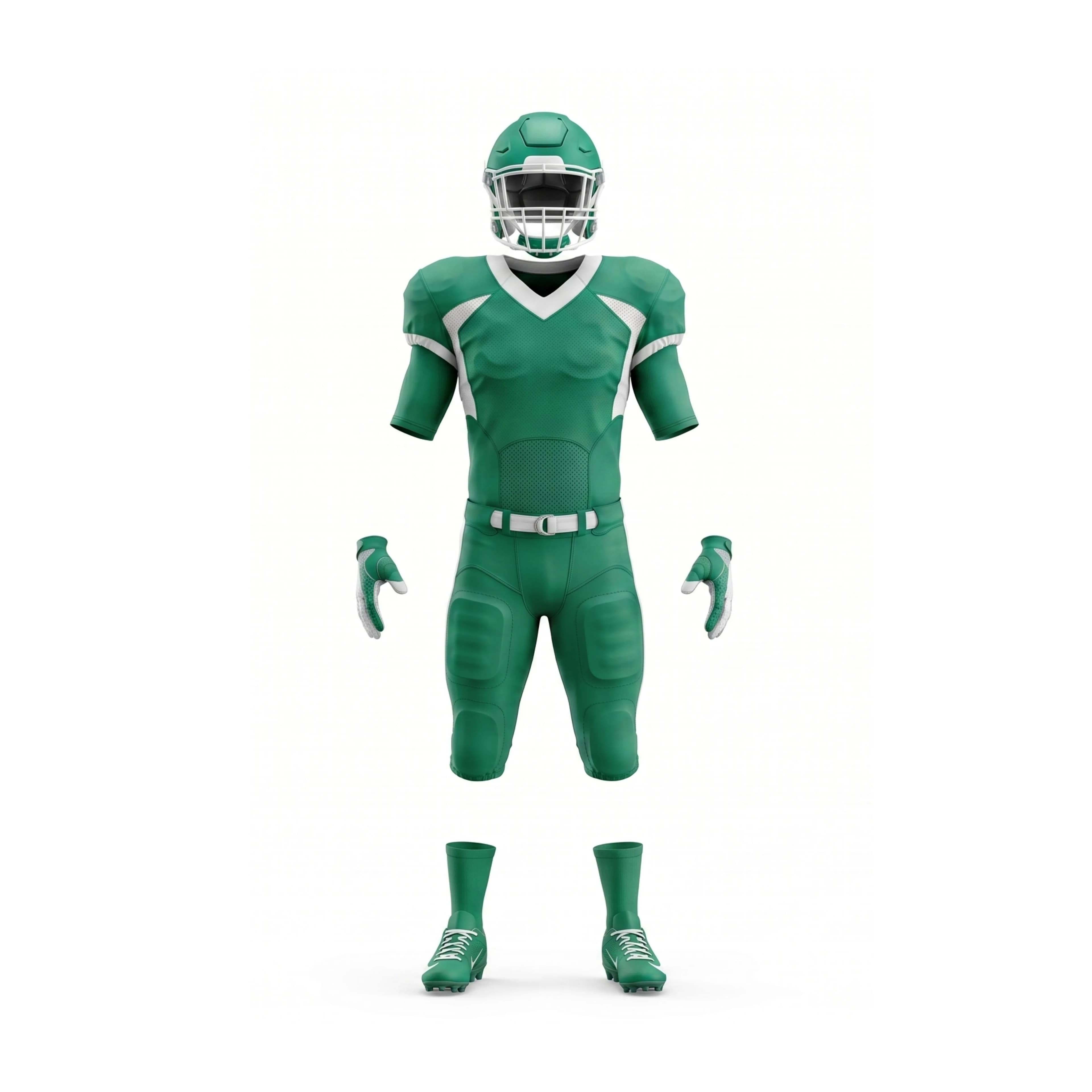 Vibrant Green American Football Uniform Set with White Accents