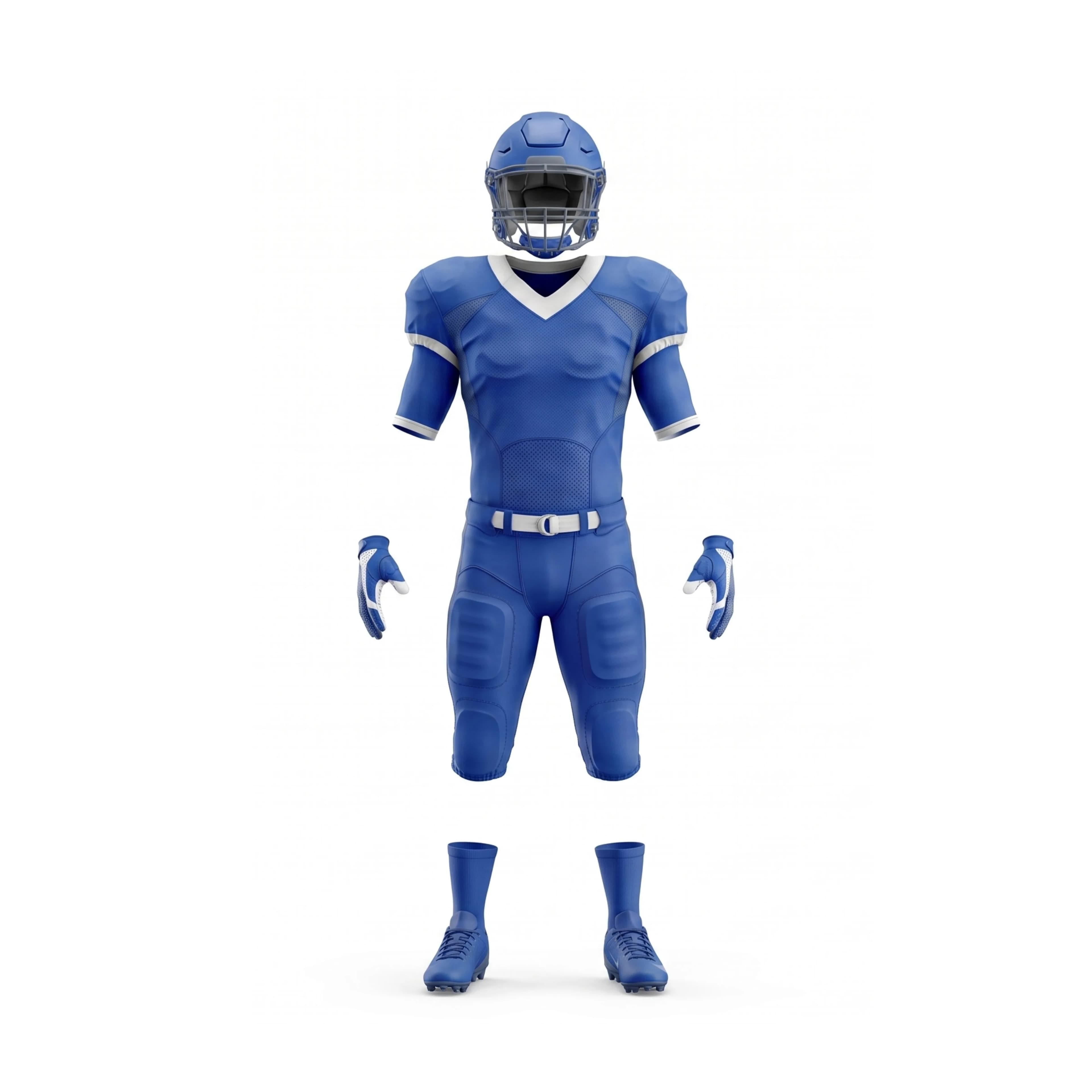 Royal Blue American Football Uniform Set with Helmet and Cleats