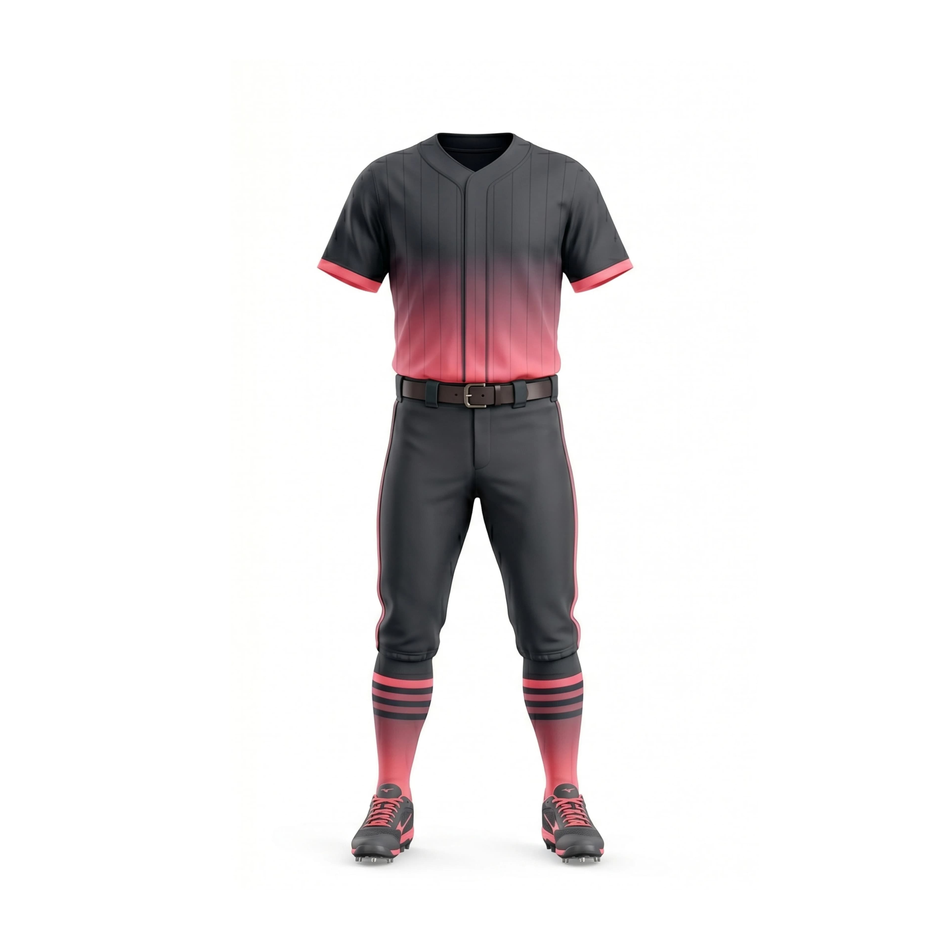 Black & Red Ombre Pinstripe Baseball Uniform Set with Stripes