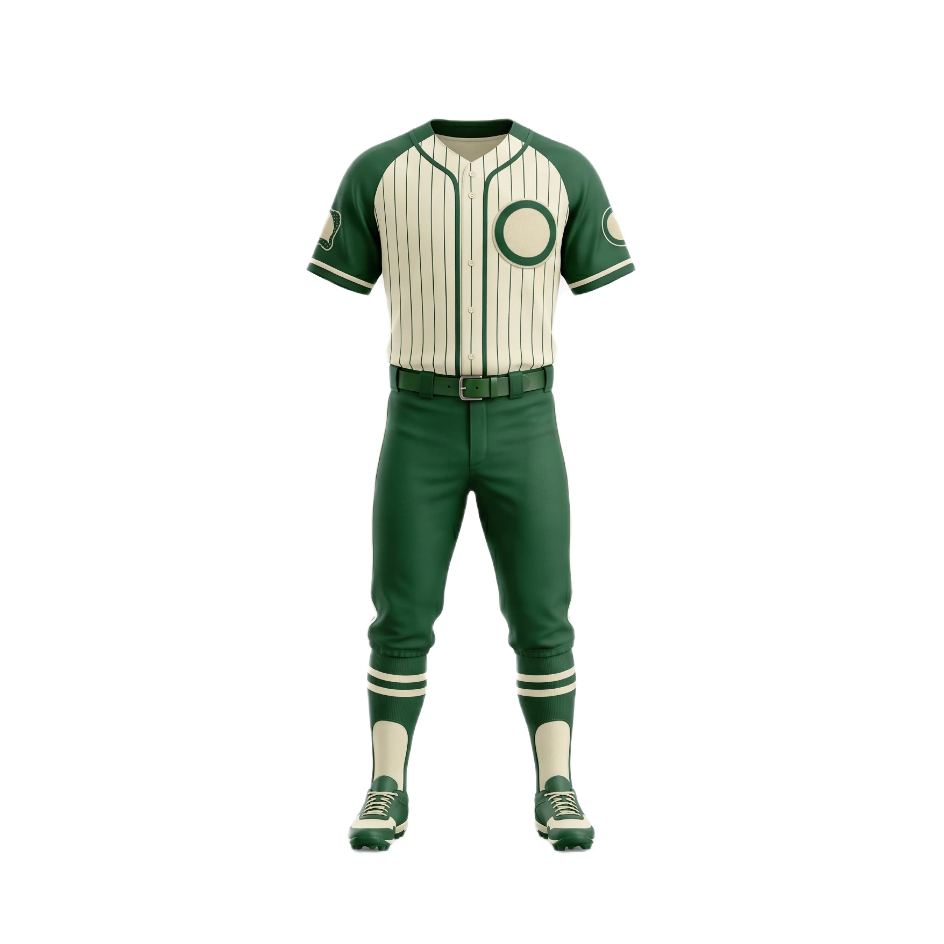 Dark Green Pinstripe Baseball Jersey & Pants Uniform Set