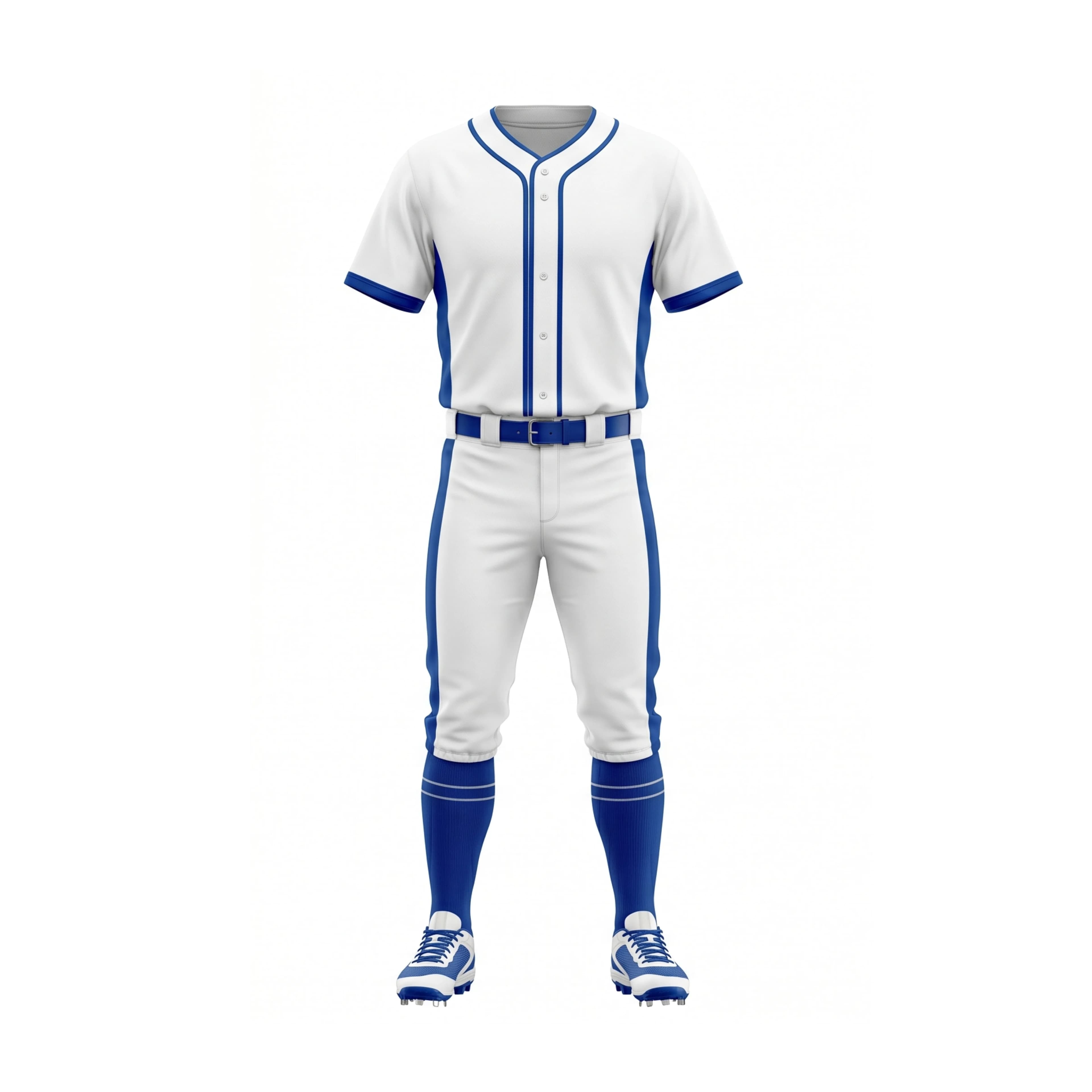 Classic White & Royal Blue Baseball Uniform Set