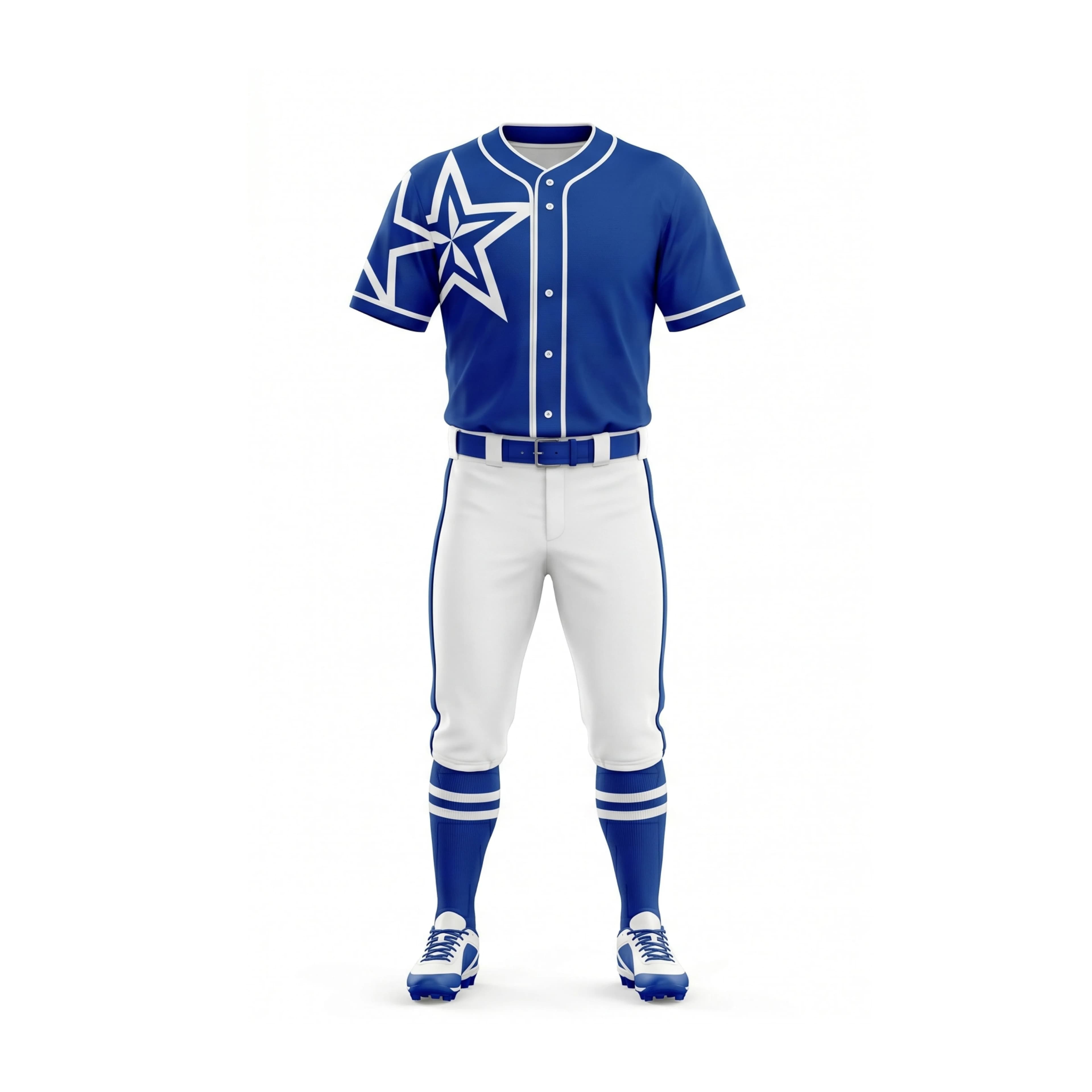 Royal Blue & White Star Baseball Jersey & Pant Set