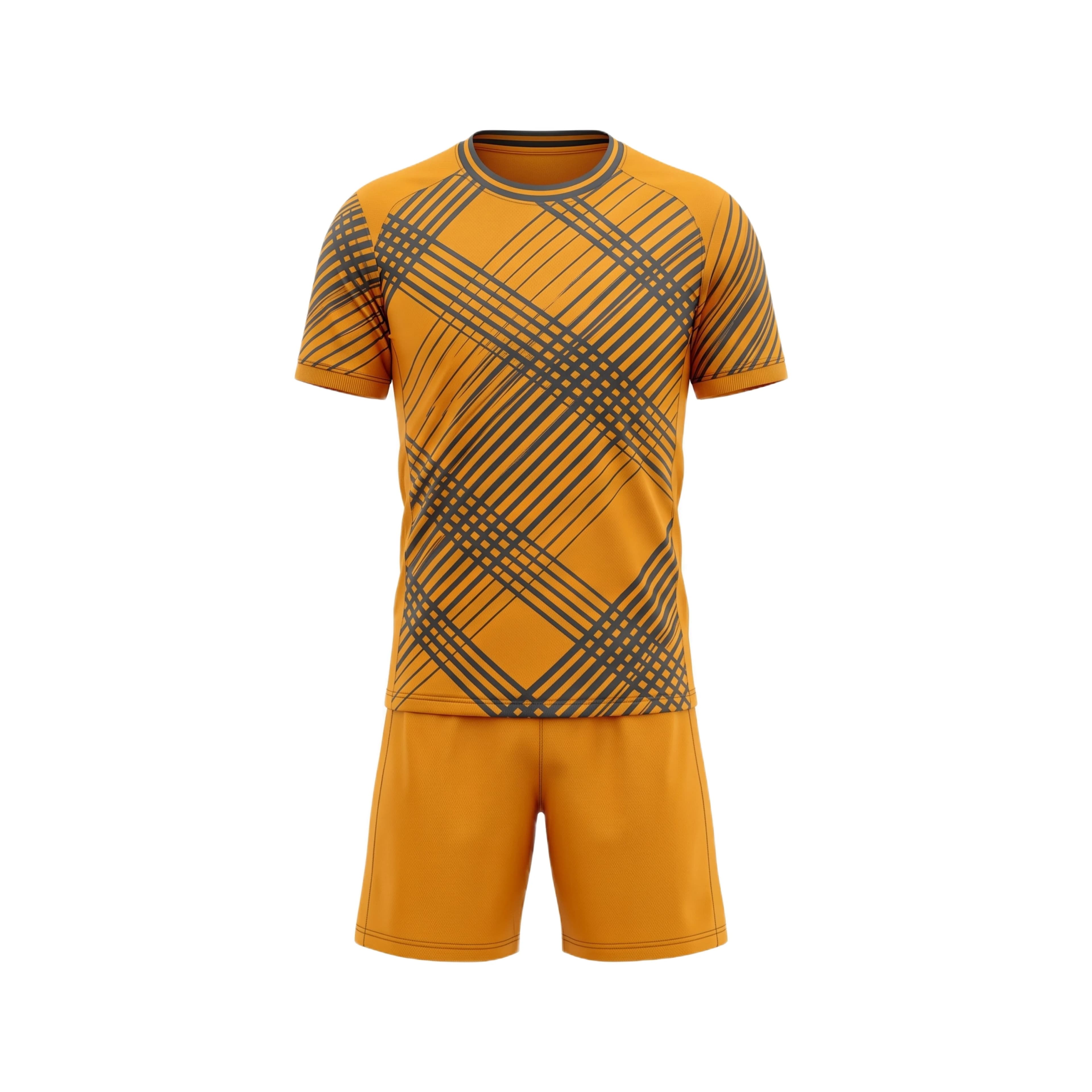 Orange Plaid Soccer Uniform with Dark Gray Accents