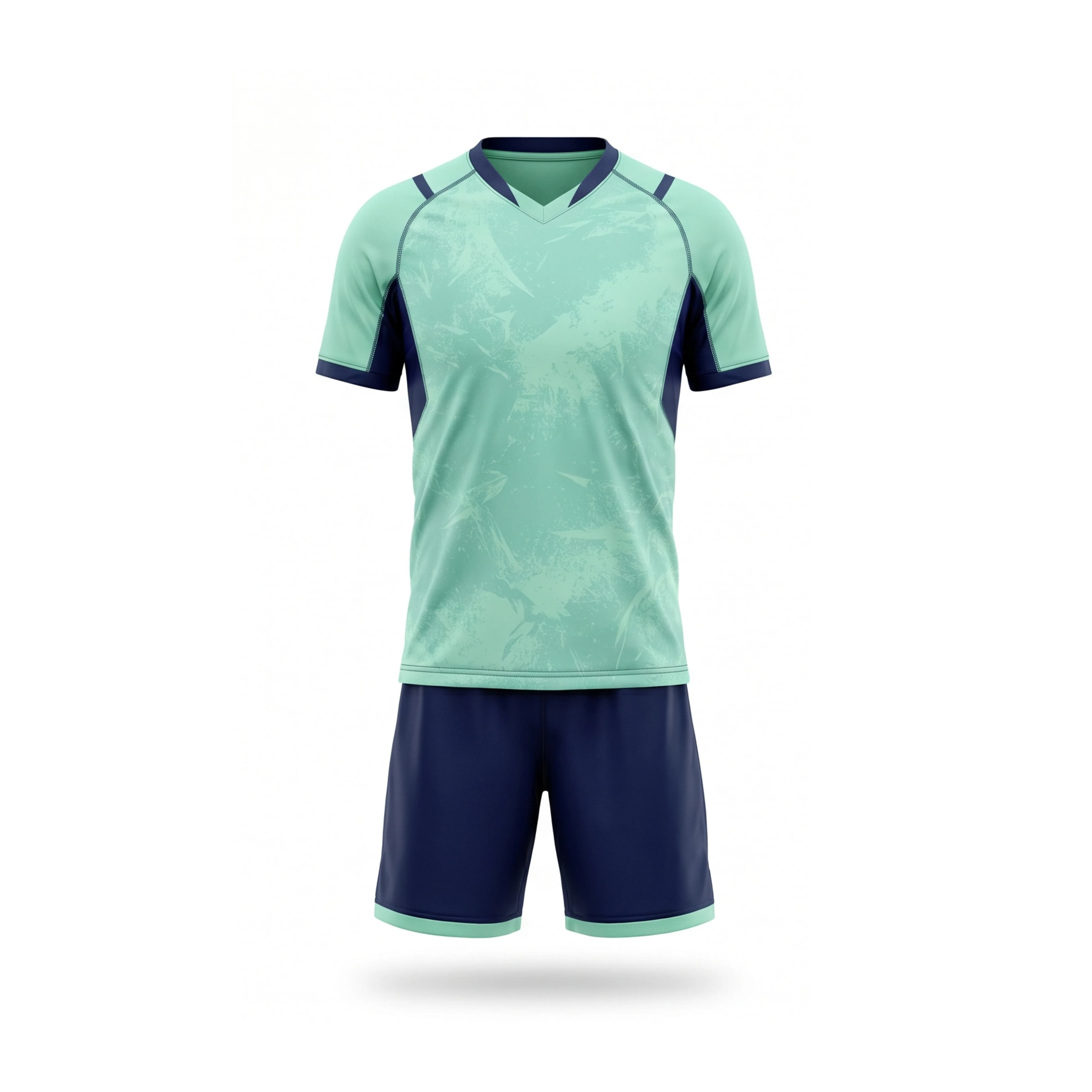 Mint Teal & Navy Abstract Pattern Badminton Uniform