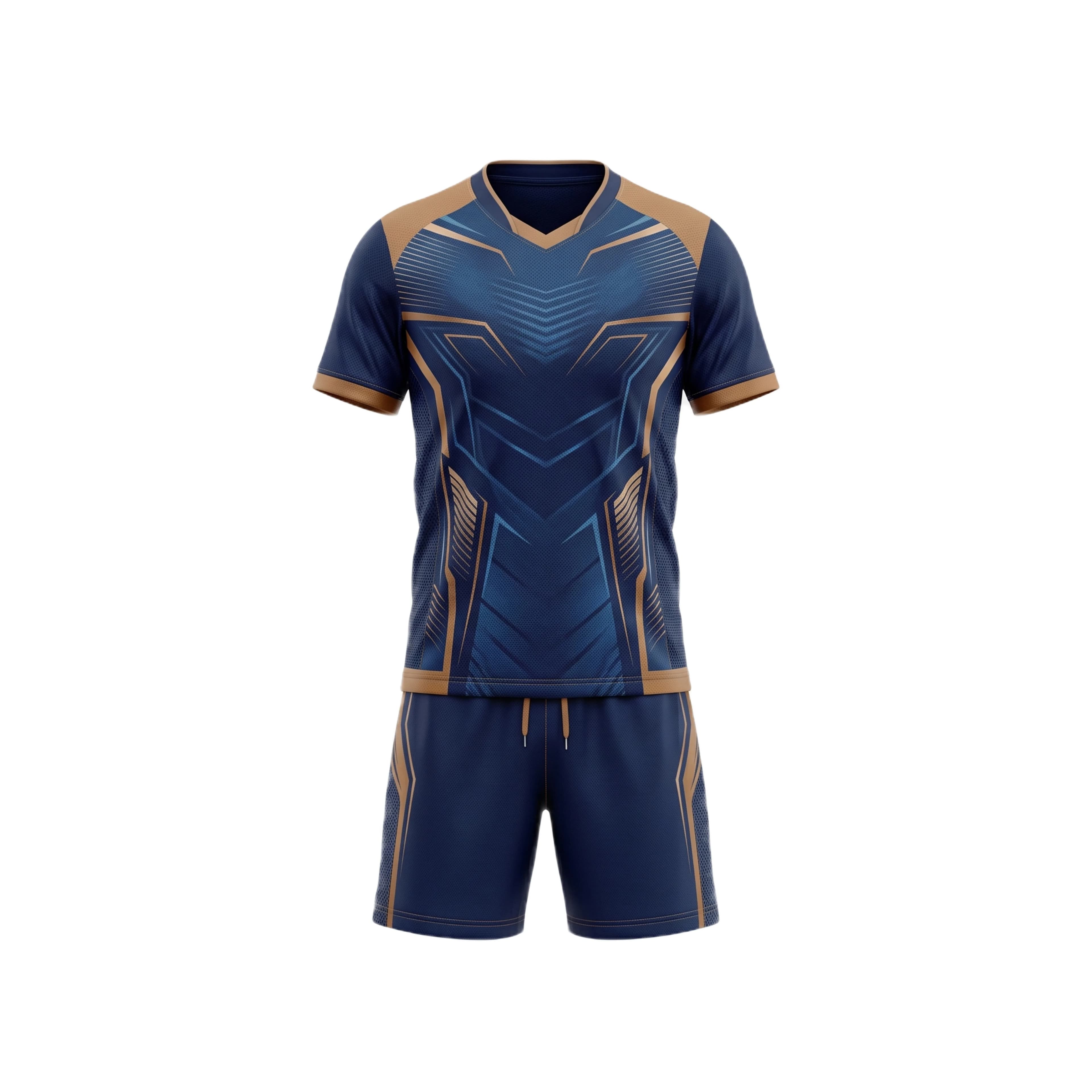 Navy & Gold Geometric Badminton Jersey & Shorts Set