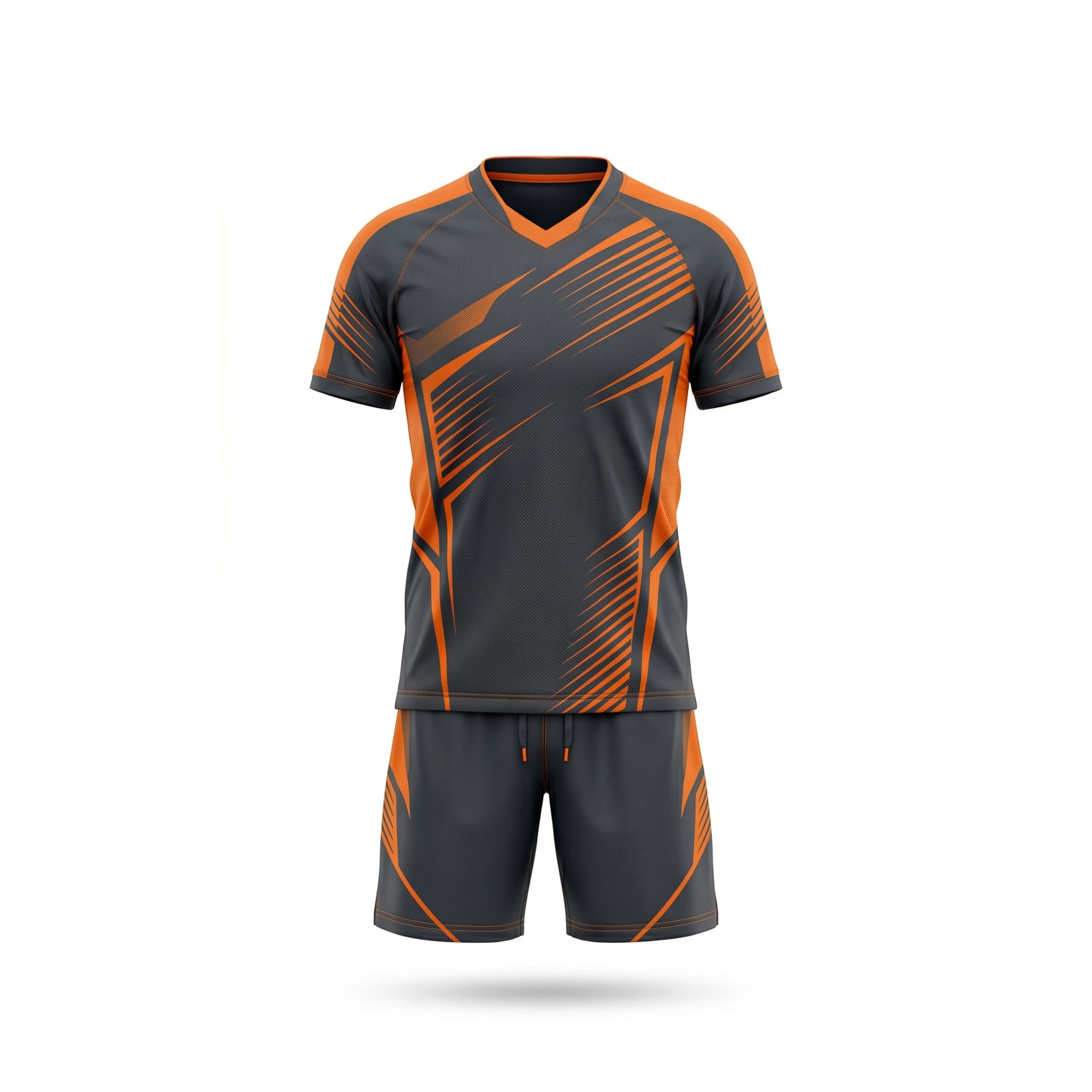 Charcoal Orange Abstract Pattern Badminton Uniform