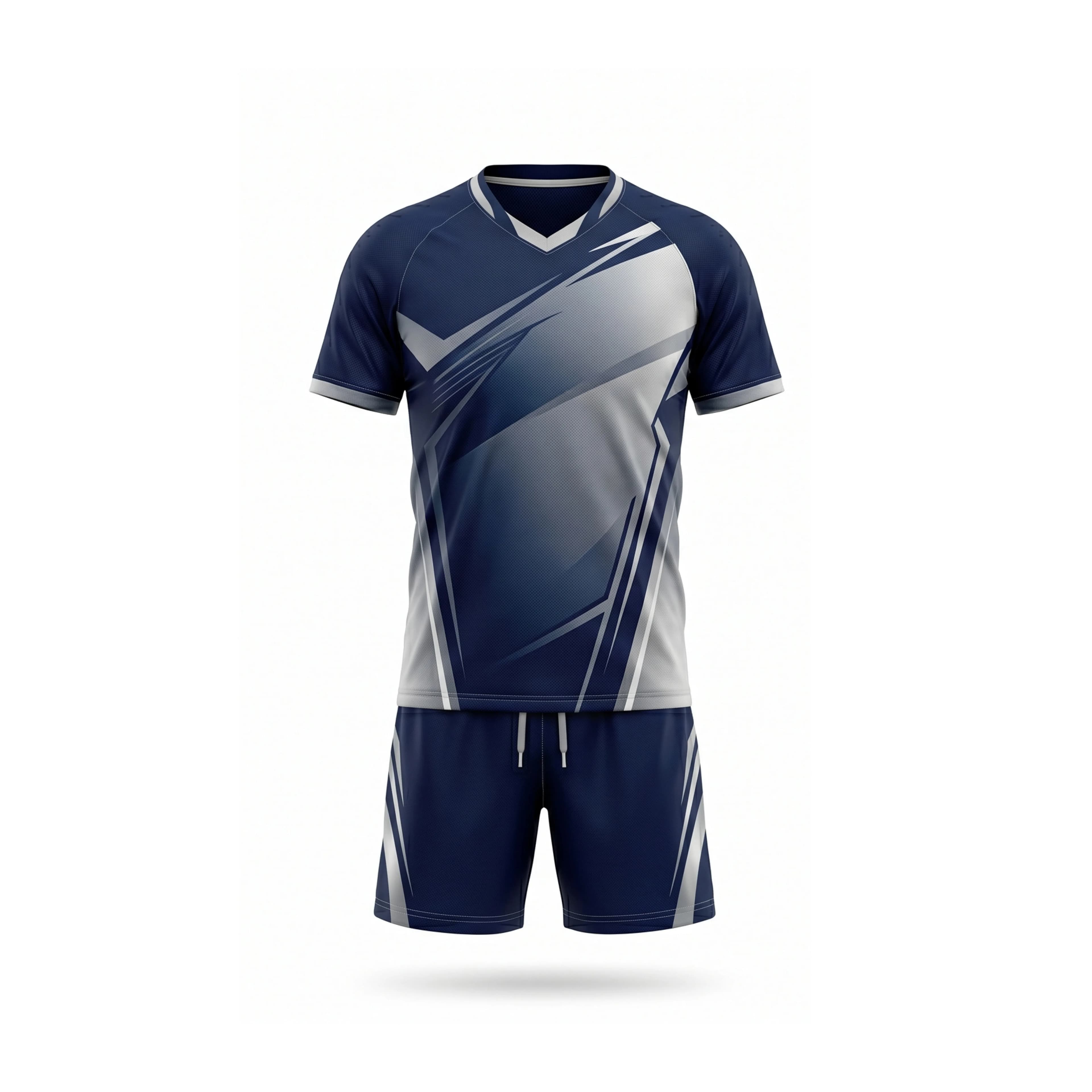 Navy Grey Abstract Badminton Jersey & Shorts Uniform Set