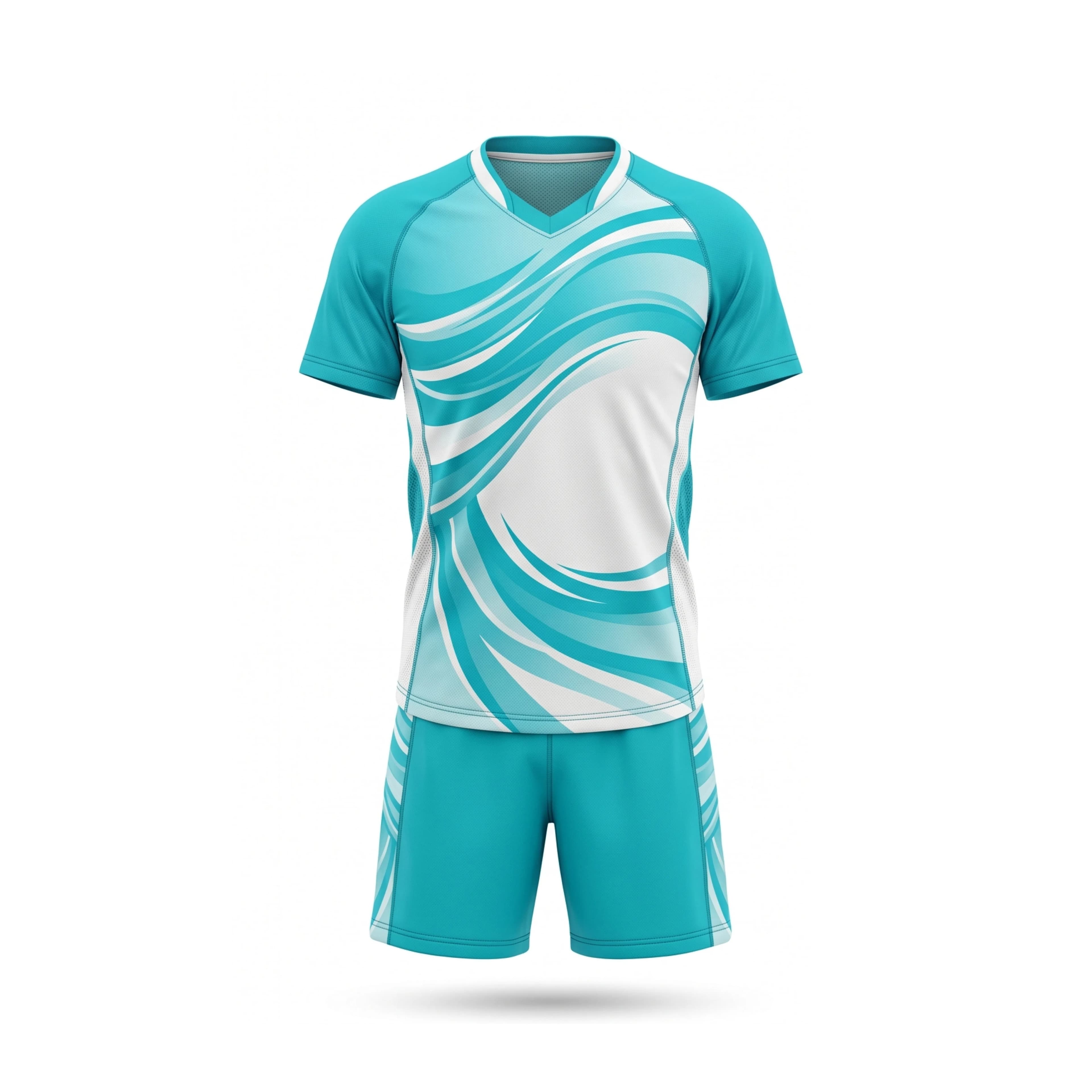 Turquoise & White Swirl Pattern Badminton Uniform