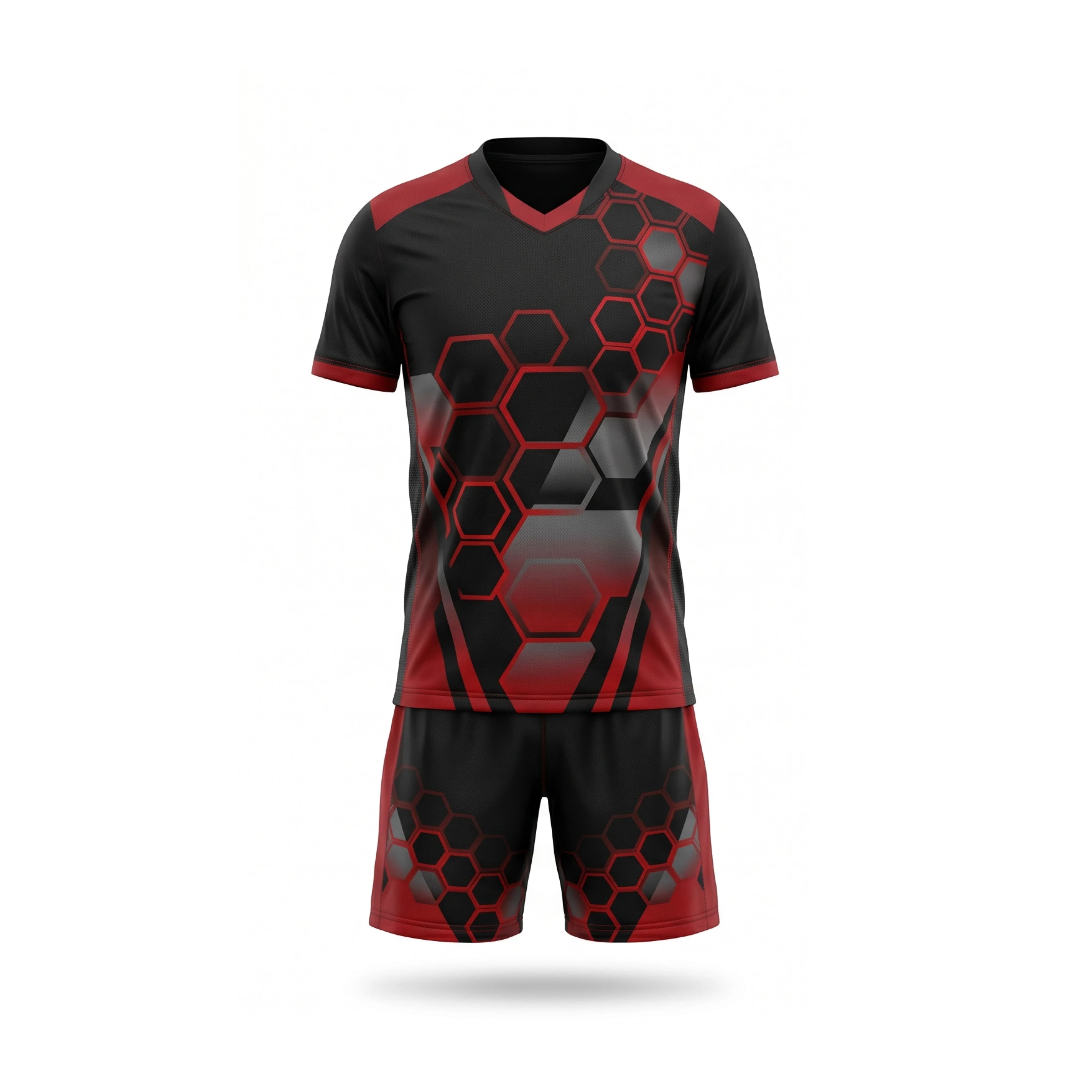 Black & Red Honeycomb Badminton Uniform
